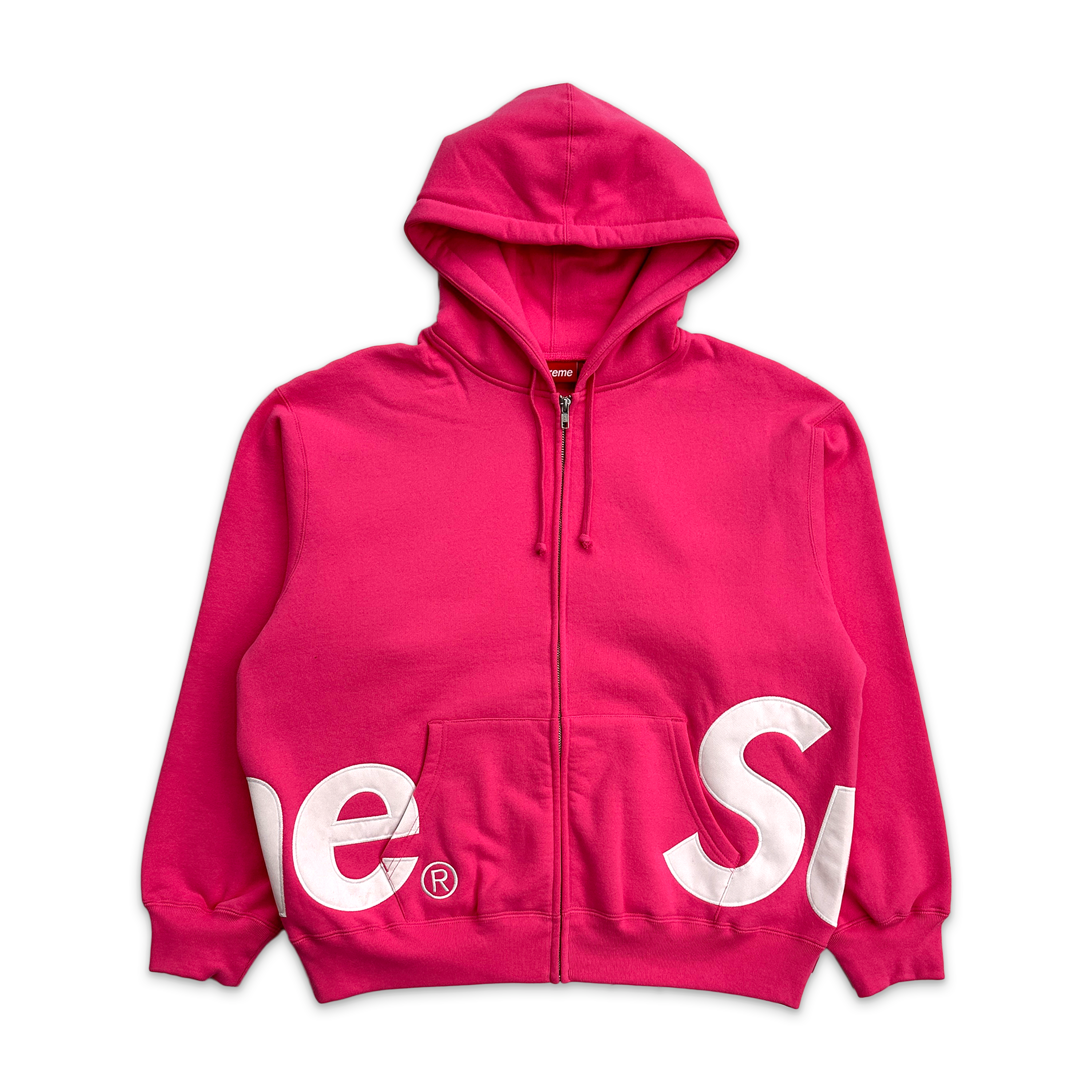 Supreme, Big Logo Zip Up Hooded Sweatshirt "Magenta"