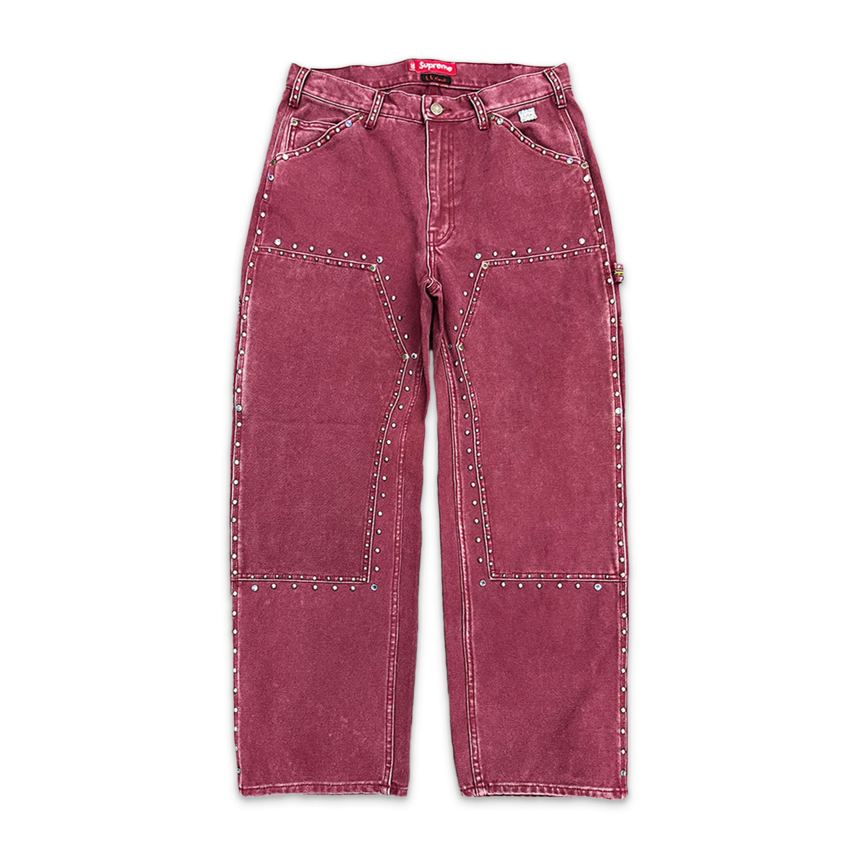 Supreme, x B.B. Simon Studded Double Knee Painter Pant "Burgundy"