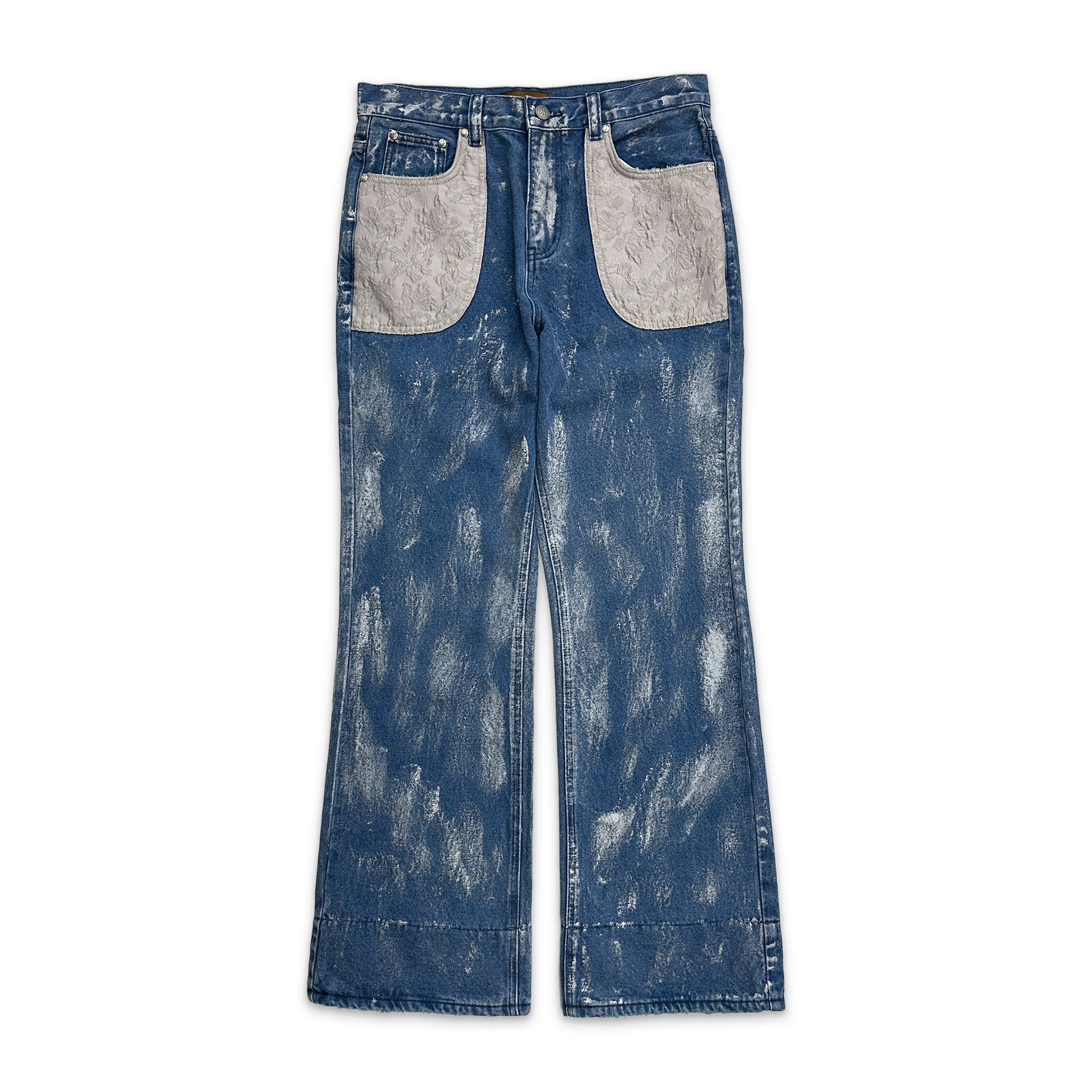 Birth of Royal Child, Embossed Silver Washed Denim "Blue"