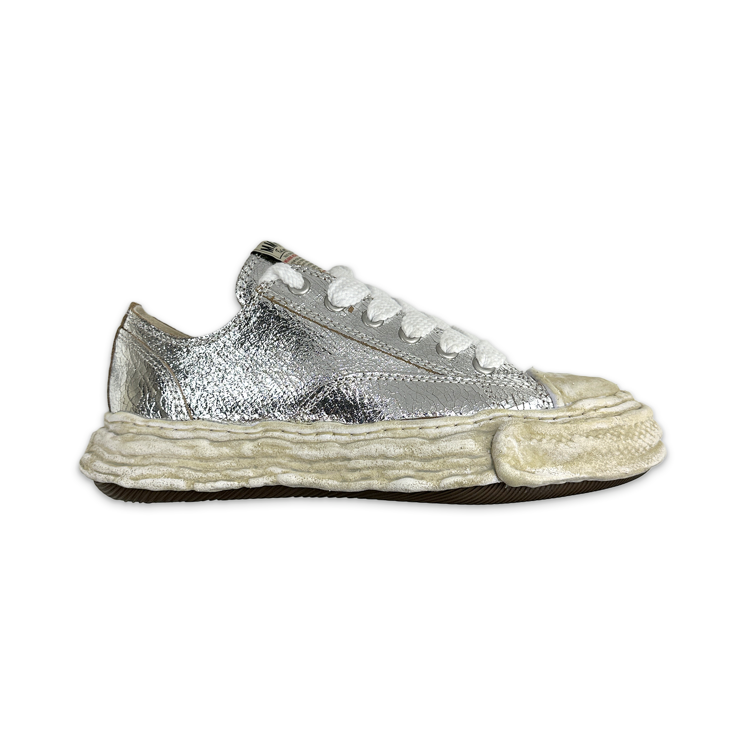 Maison Mihara Yasuhiro, Peterson 23 Cracking Leather Low "Metallic Silver"
