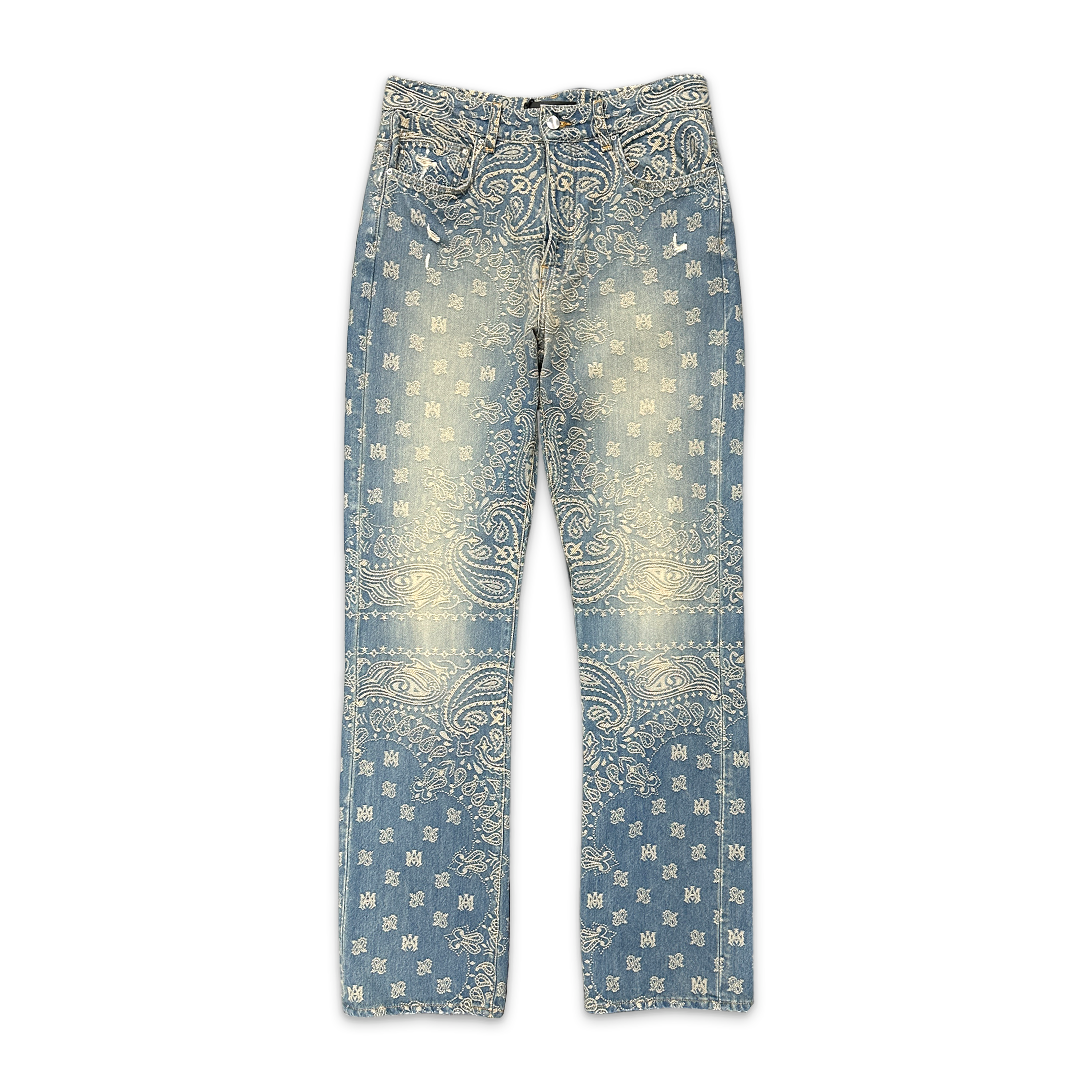 Amiri, Bandana Jacquard Straight Leg Jeans "Clay Indigo"