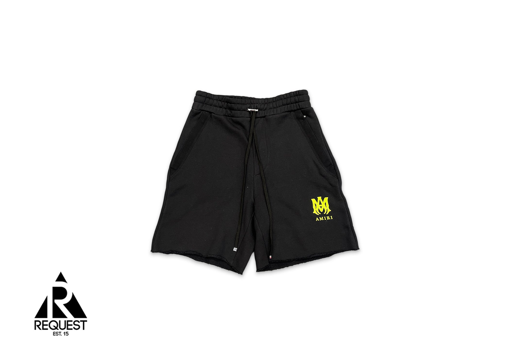 Amiri, MA Logo Sweat Shorts "Black/Lime" (DOOR BUSTER)