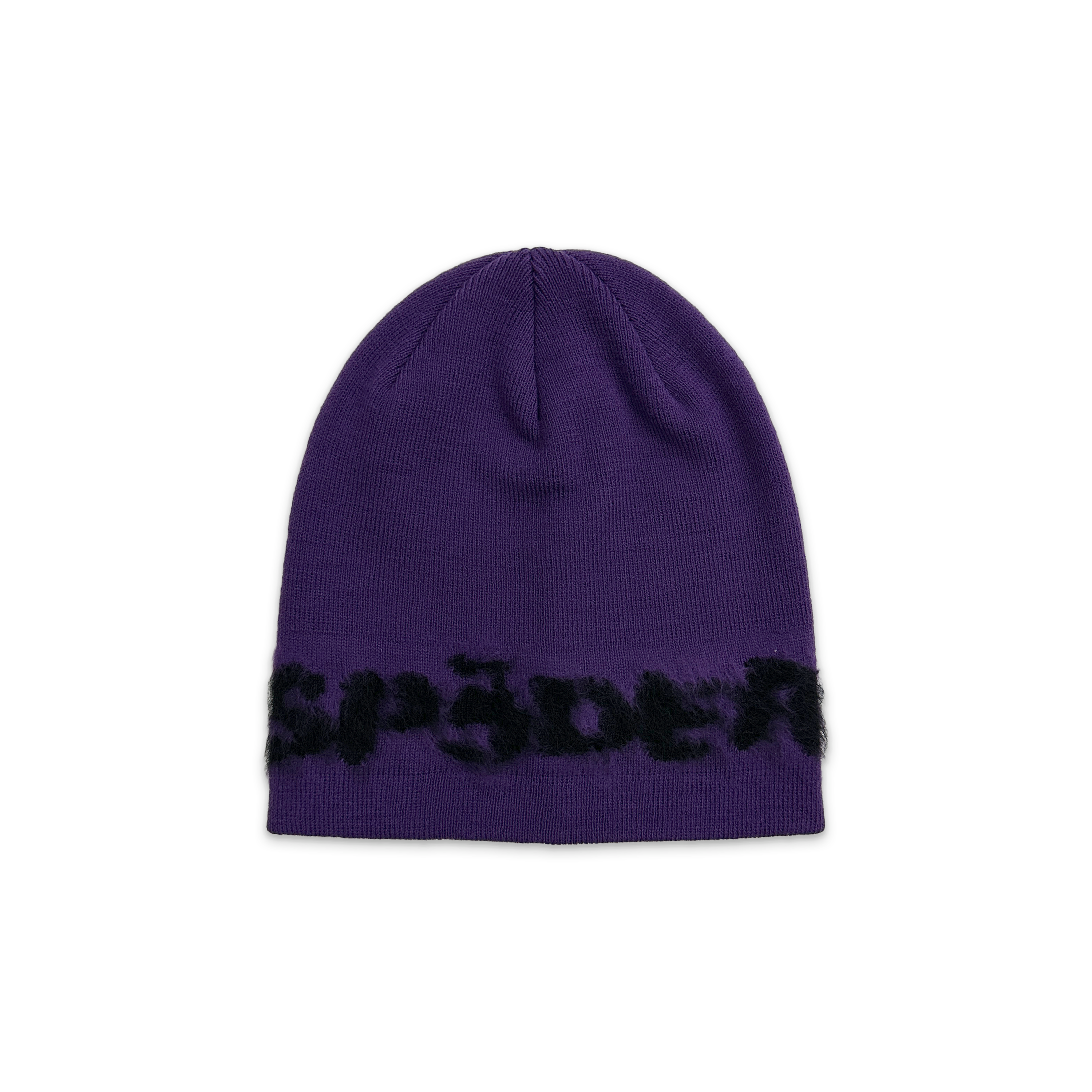 Sp5der, Fuzzy Logo Mohair Beanie "Purple/Black"