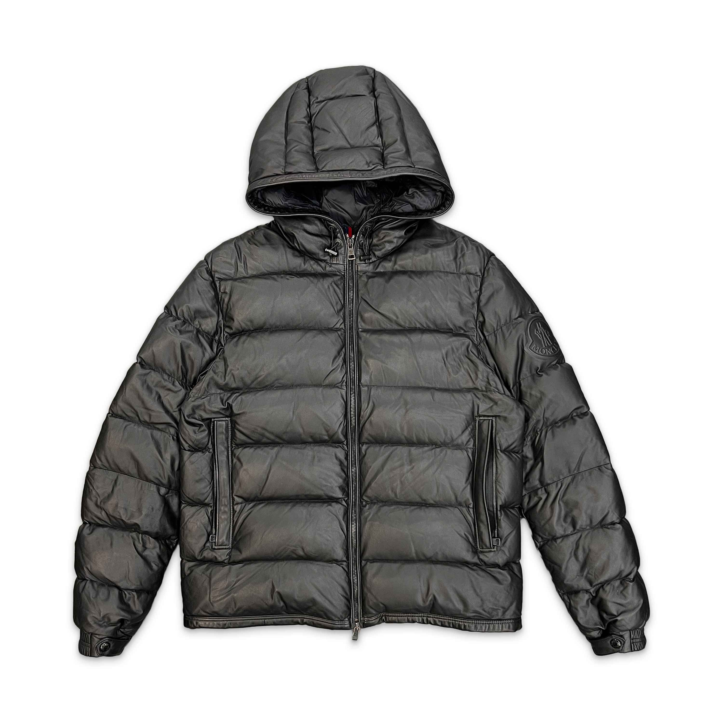 Moncler, Gebroulaz Lamb Leather Hooded Puffer Jacket "Black"