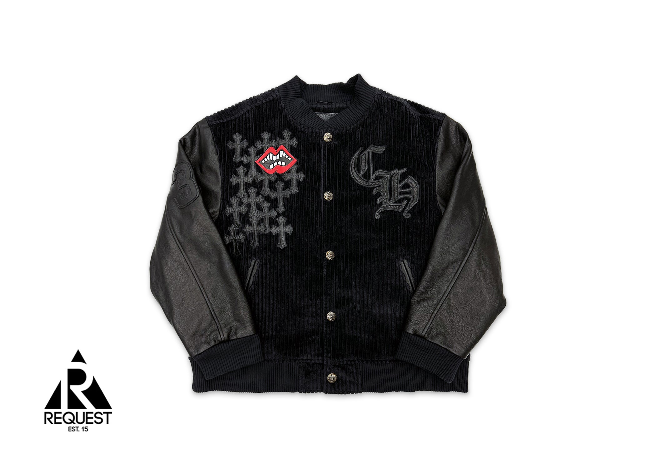 Chrome Hearts, Corduroy & Leather Matty Boy Varsity Jacket "Black"