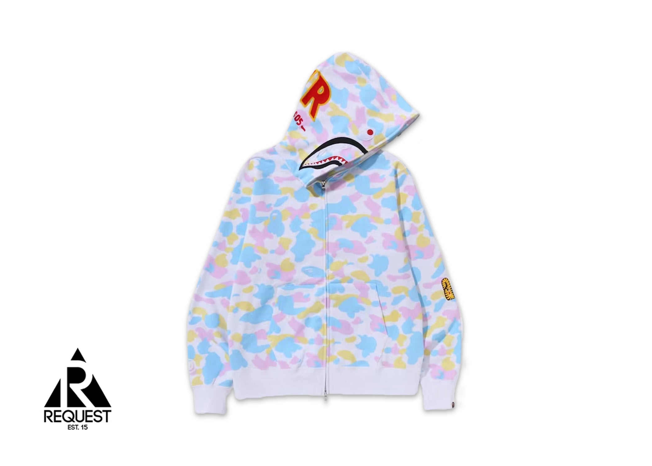 A Bathing Ape Bape Multi Camo 2nd Shark Full Zip Hoodie "White"
