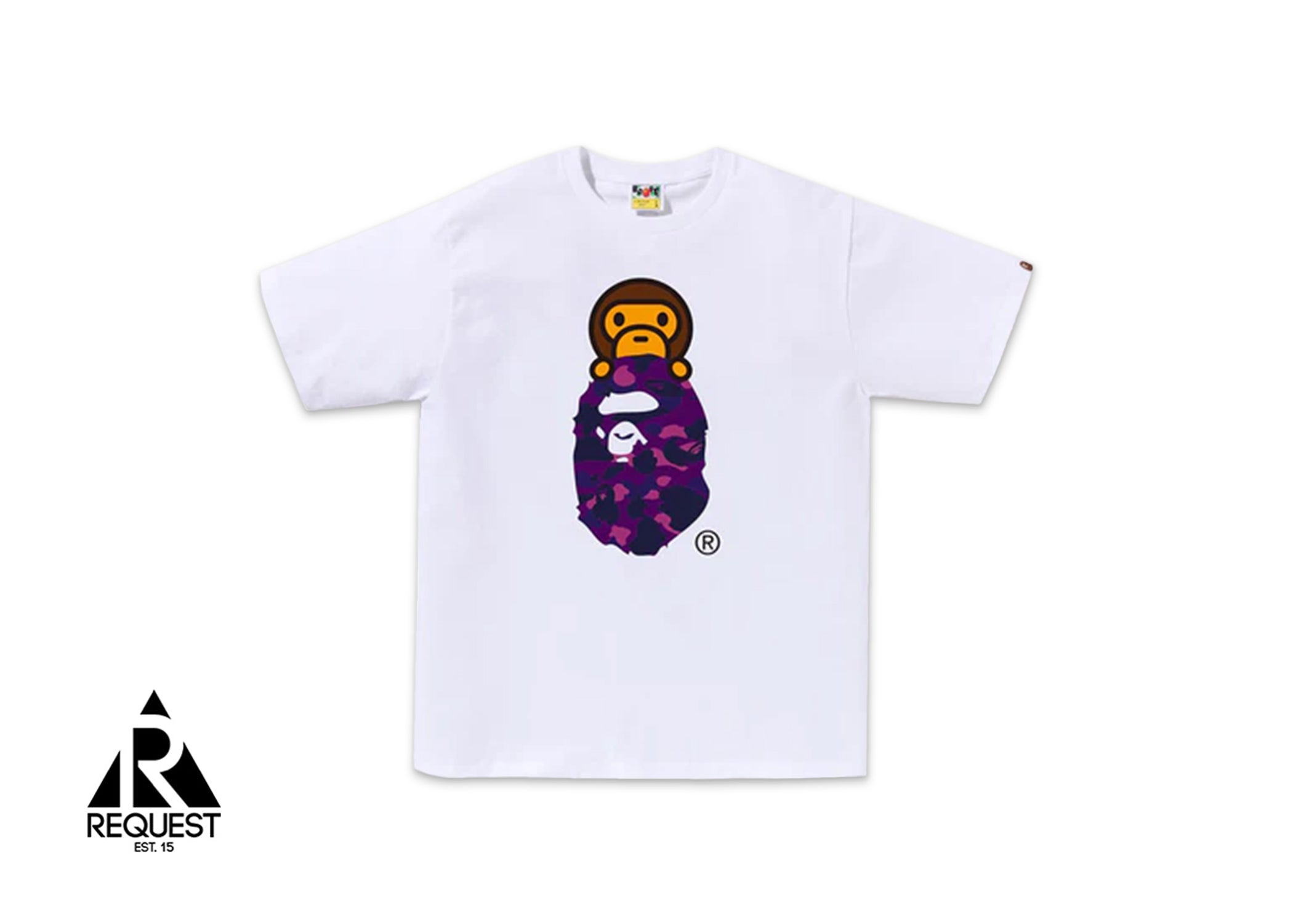 A Bathing Ape BAPE Color Camo Milo On Bape Head Tee (SS24) “White/Purple”