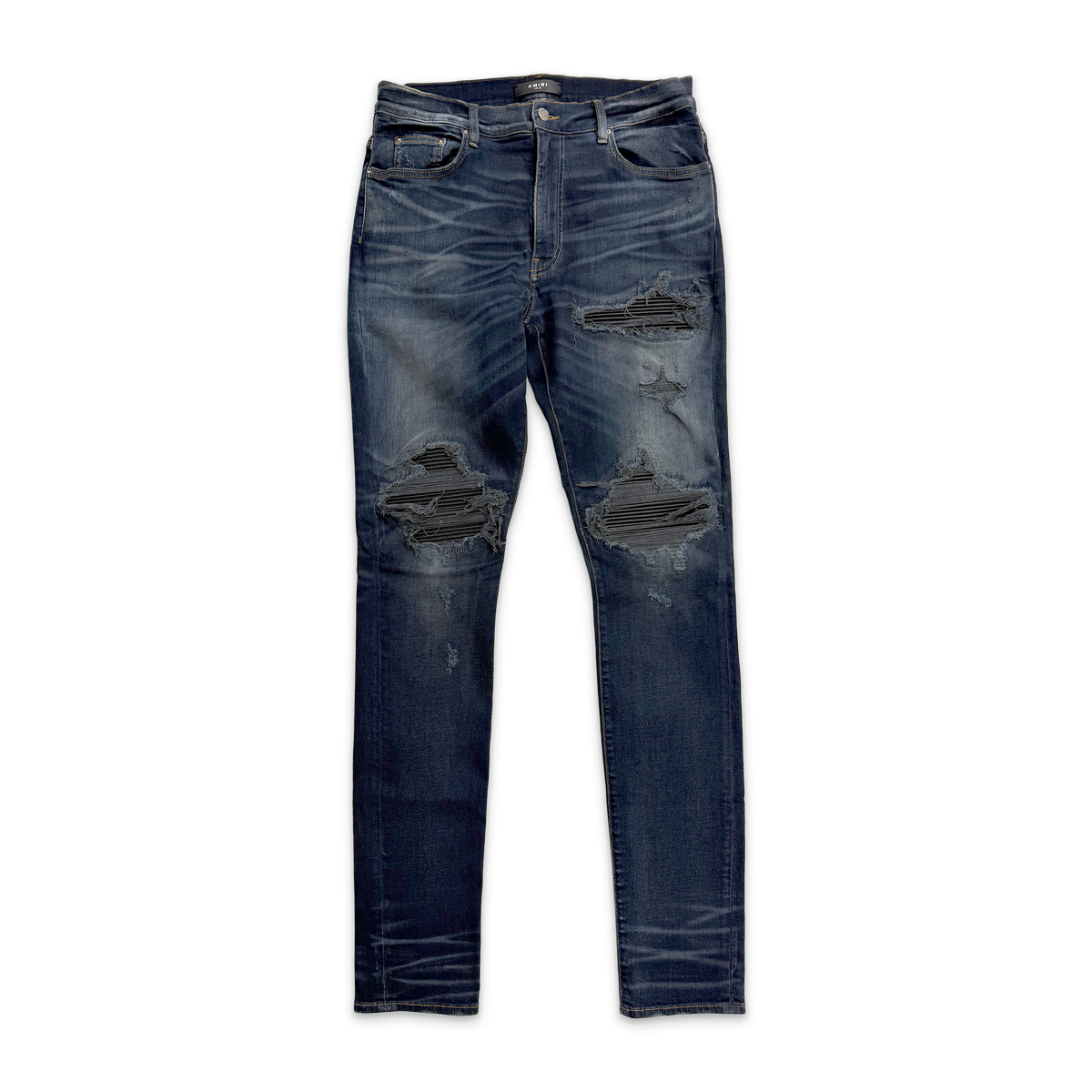 MX1 Black Leather Patch Denim "Dark Indigo"