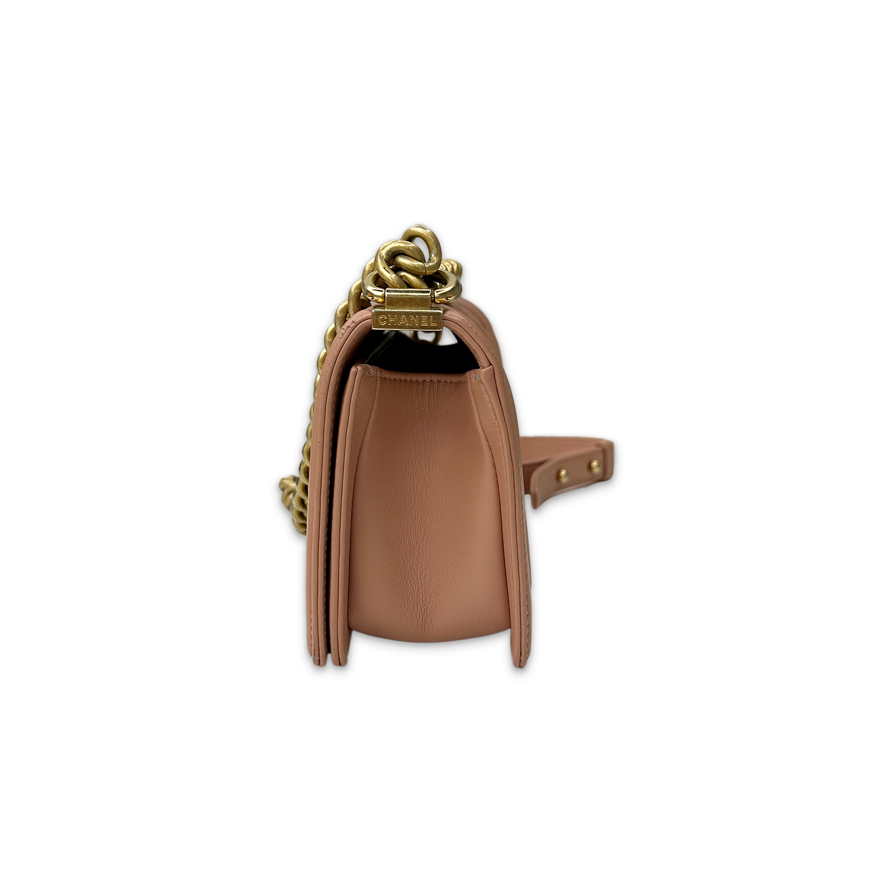 Small Leather Boy Bag "Nude"