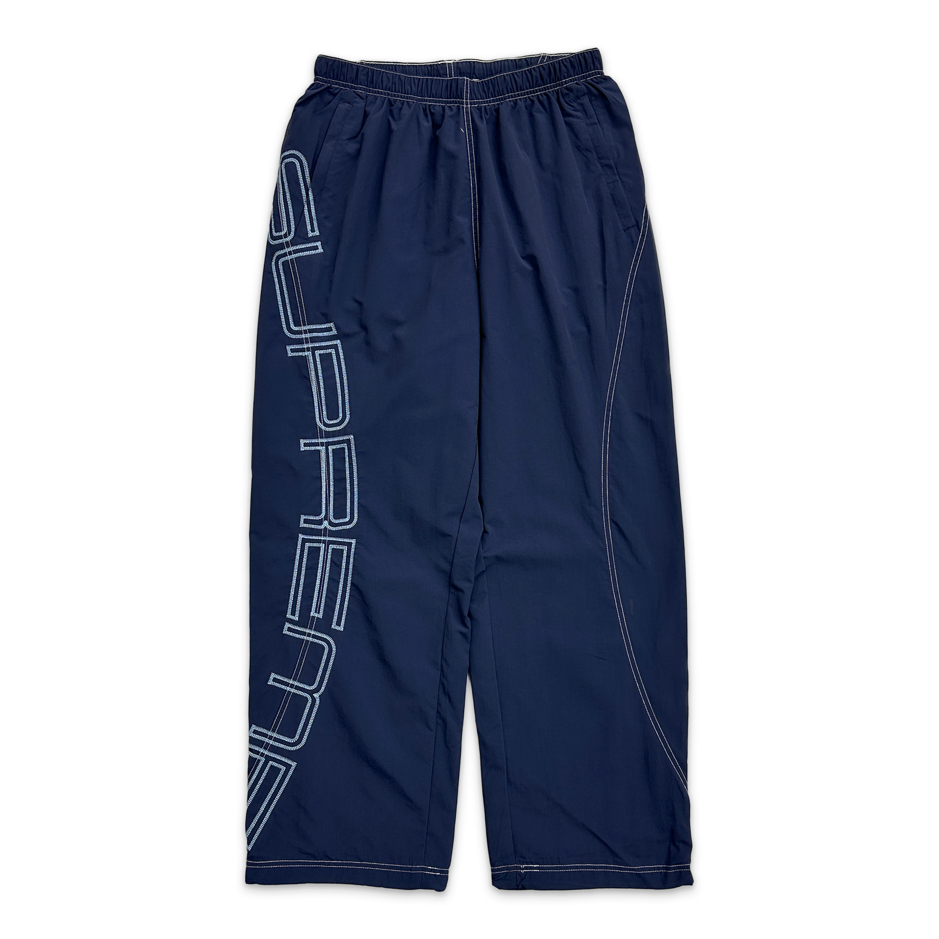 Supreme, Embroidered Spellout Track Pants "Navy"