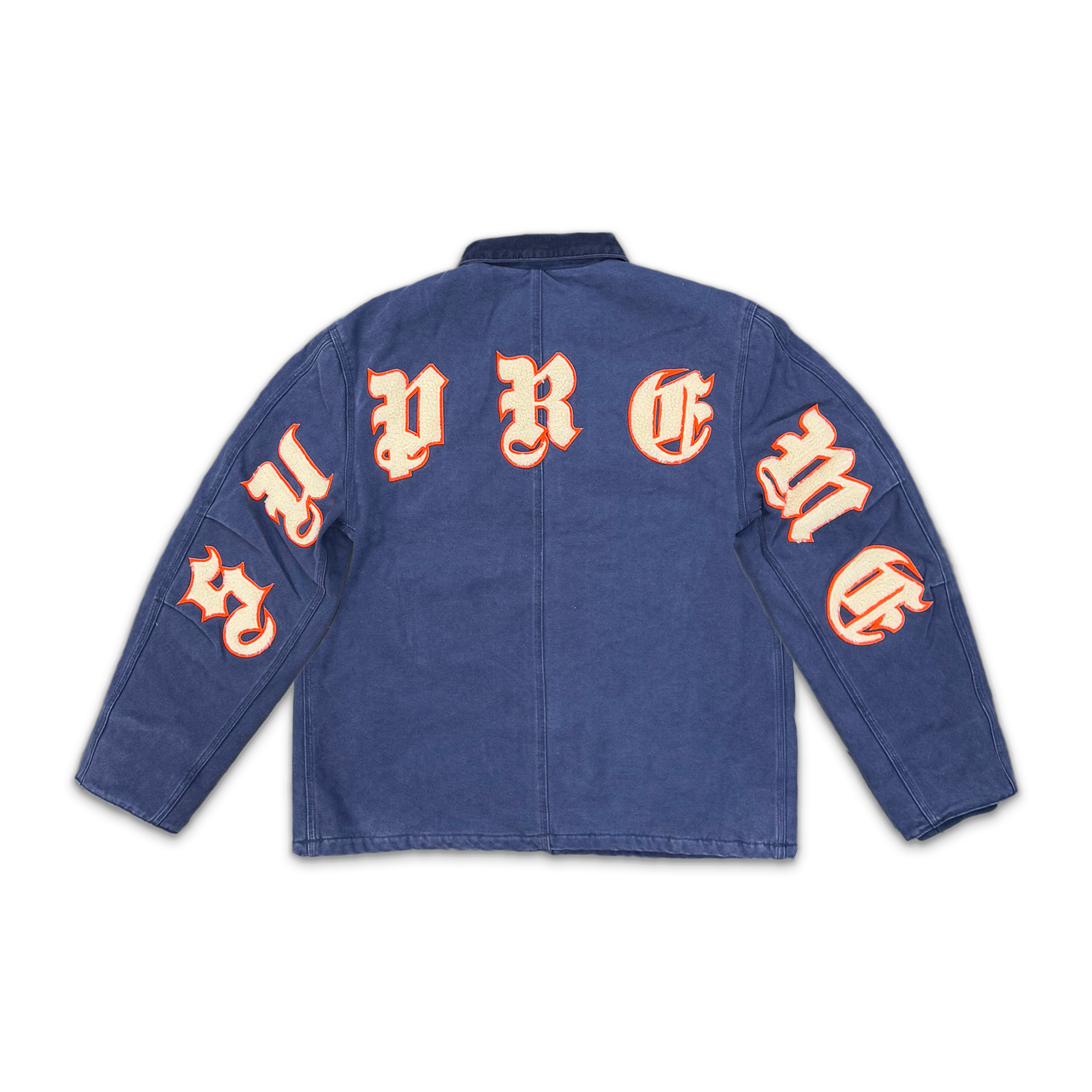 Supreme, Old English Canvas Work Jacket "Navy"