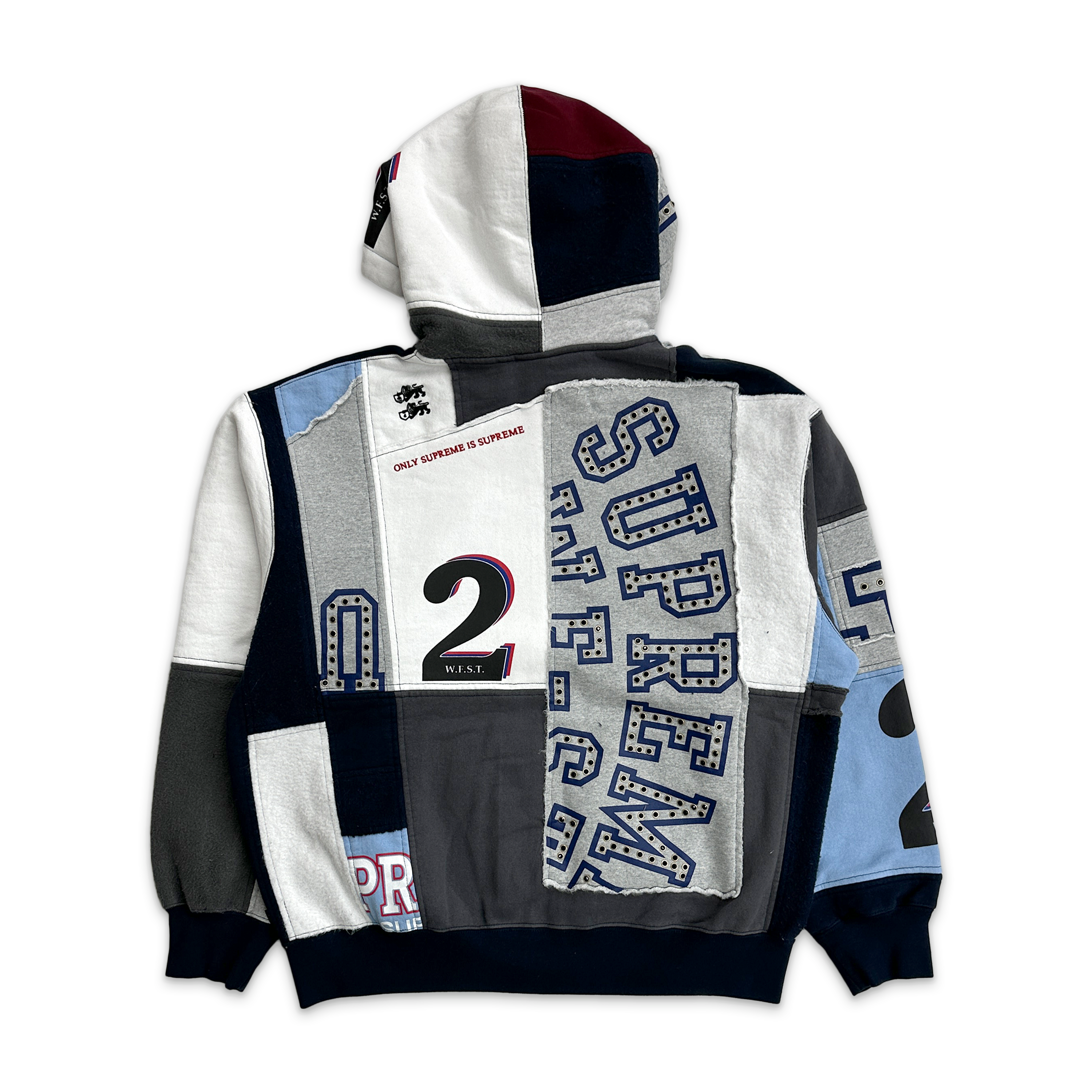 Supreme, Patchwork Zip Up Hooded Sweatshirt (SS25) "Navy"