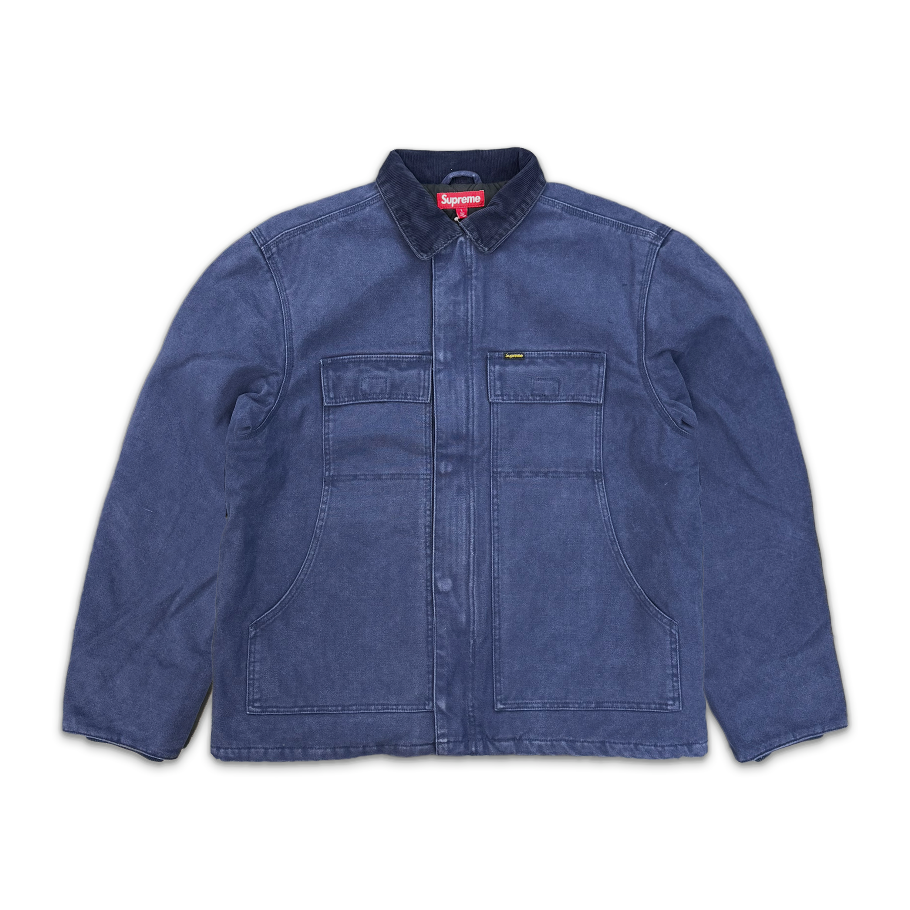 Supreme, Old English Canvas Work Jacket "Navy"