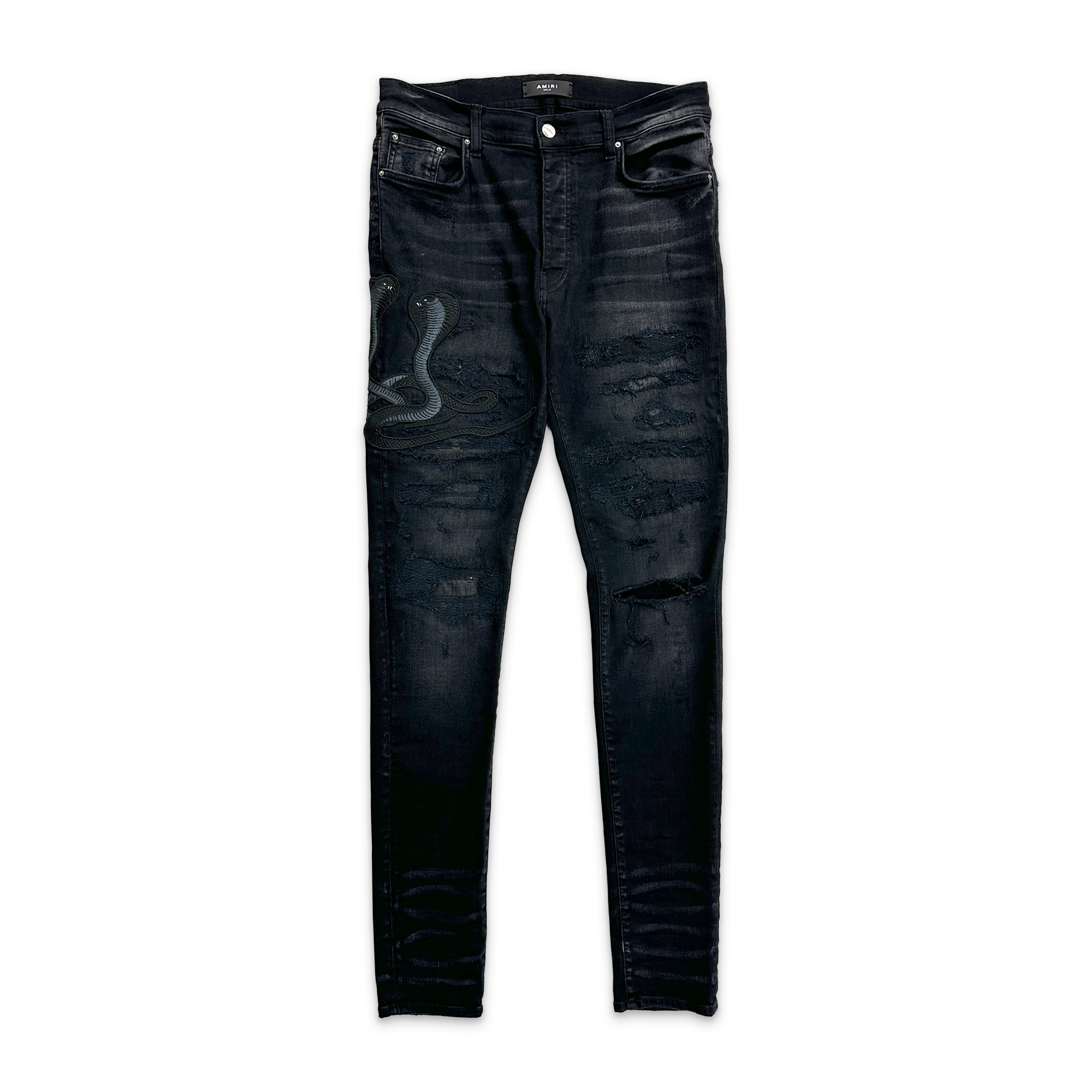 Amiri, Snake Art Patch Jeans "Vintage Black"