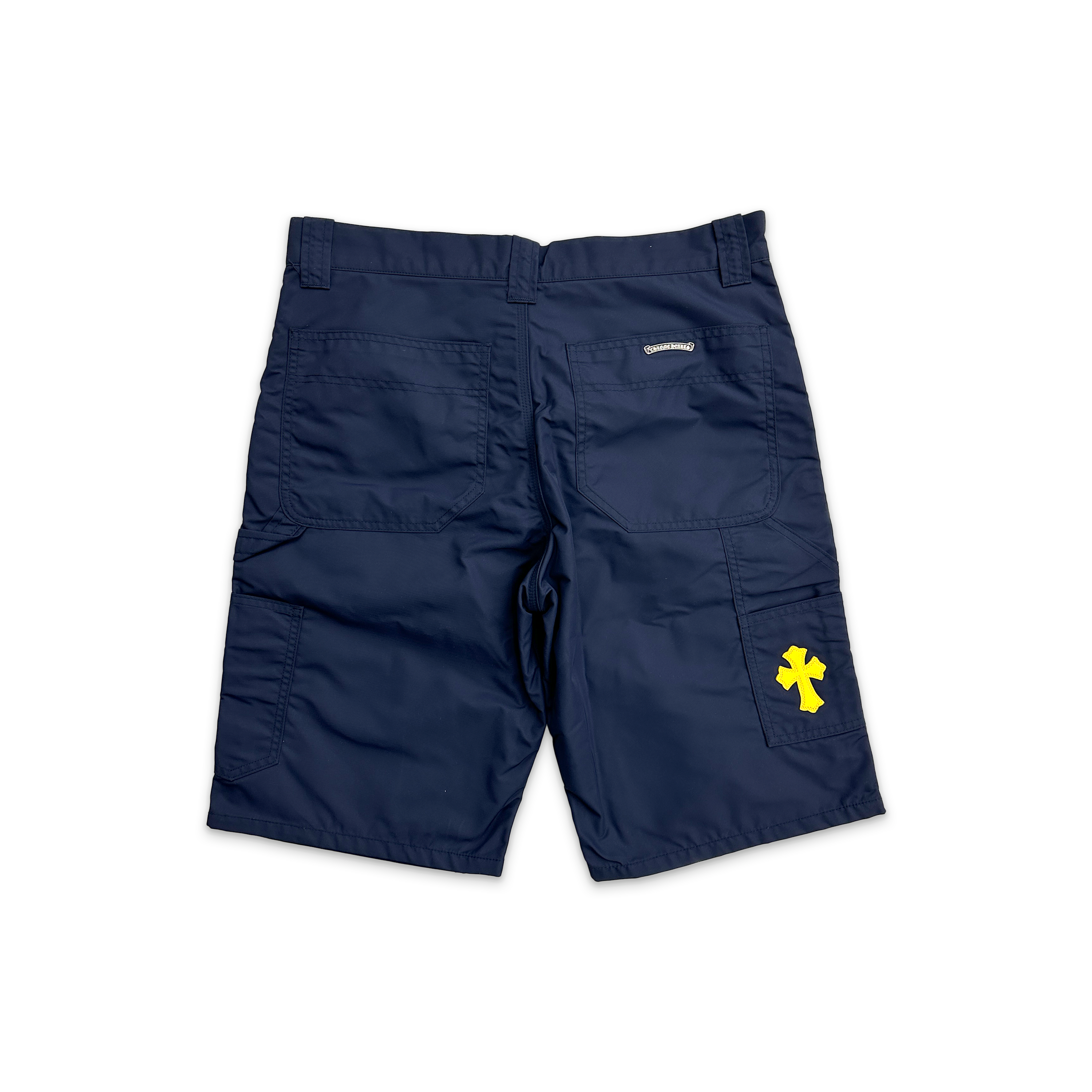 Chrome Hearts, Nylon Leather Knee Carpenter Shorts W/ Cross "Navy"