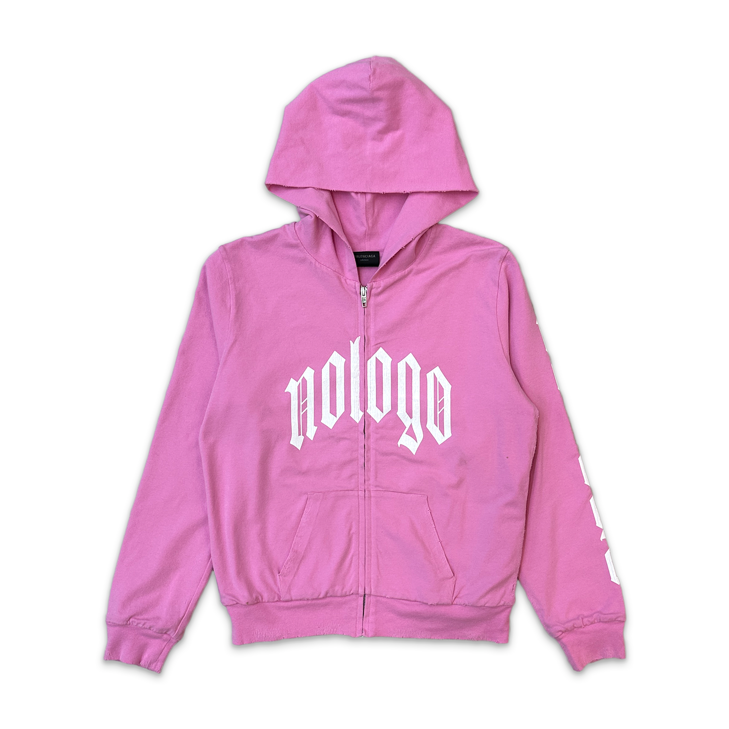 No Logo Cropped Zip-Up Hoodie "Pink"