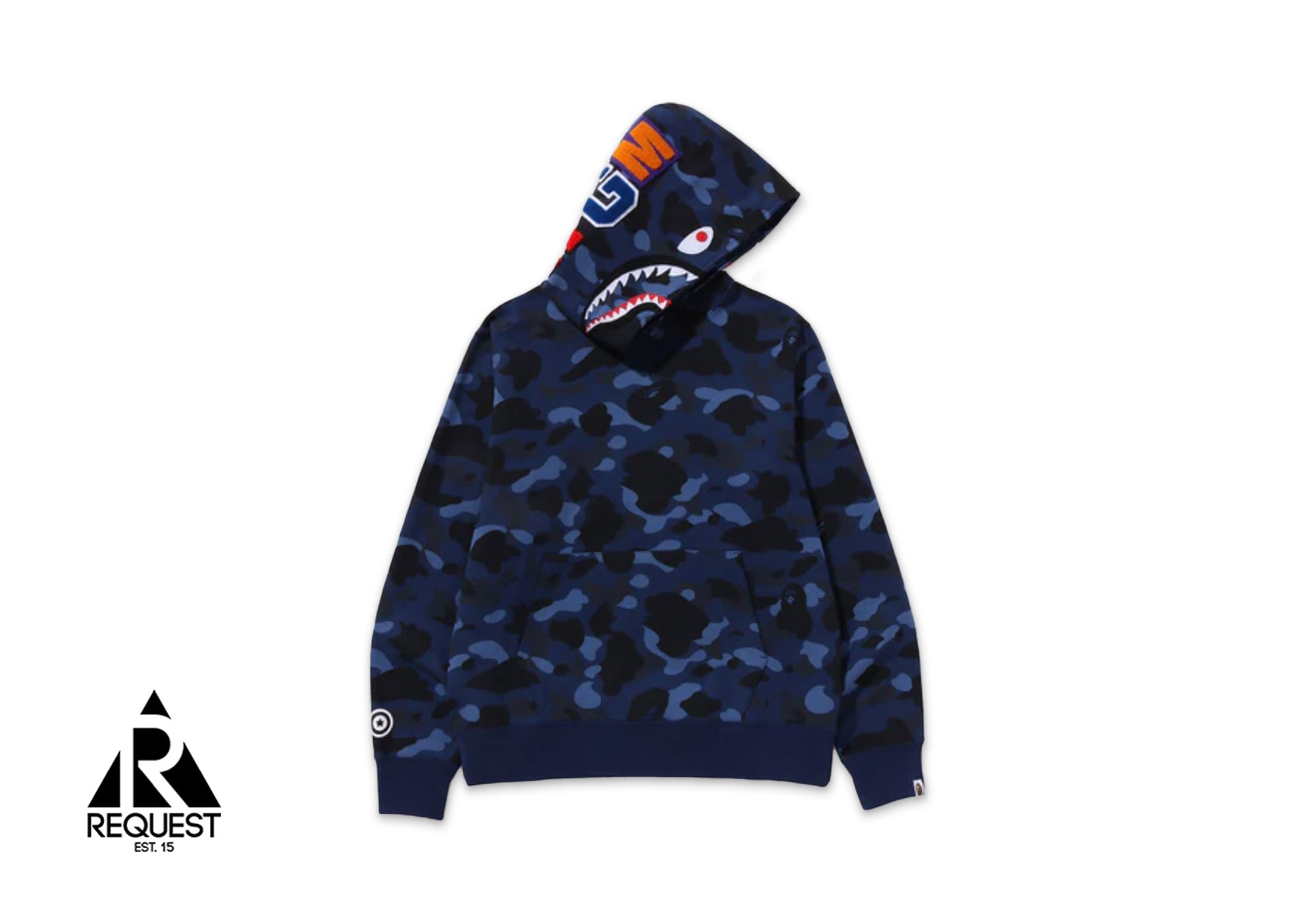A Bathing Ape BAPE Color Camo Shark Pullover Hoodie "Navy" (SS24)