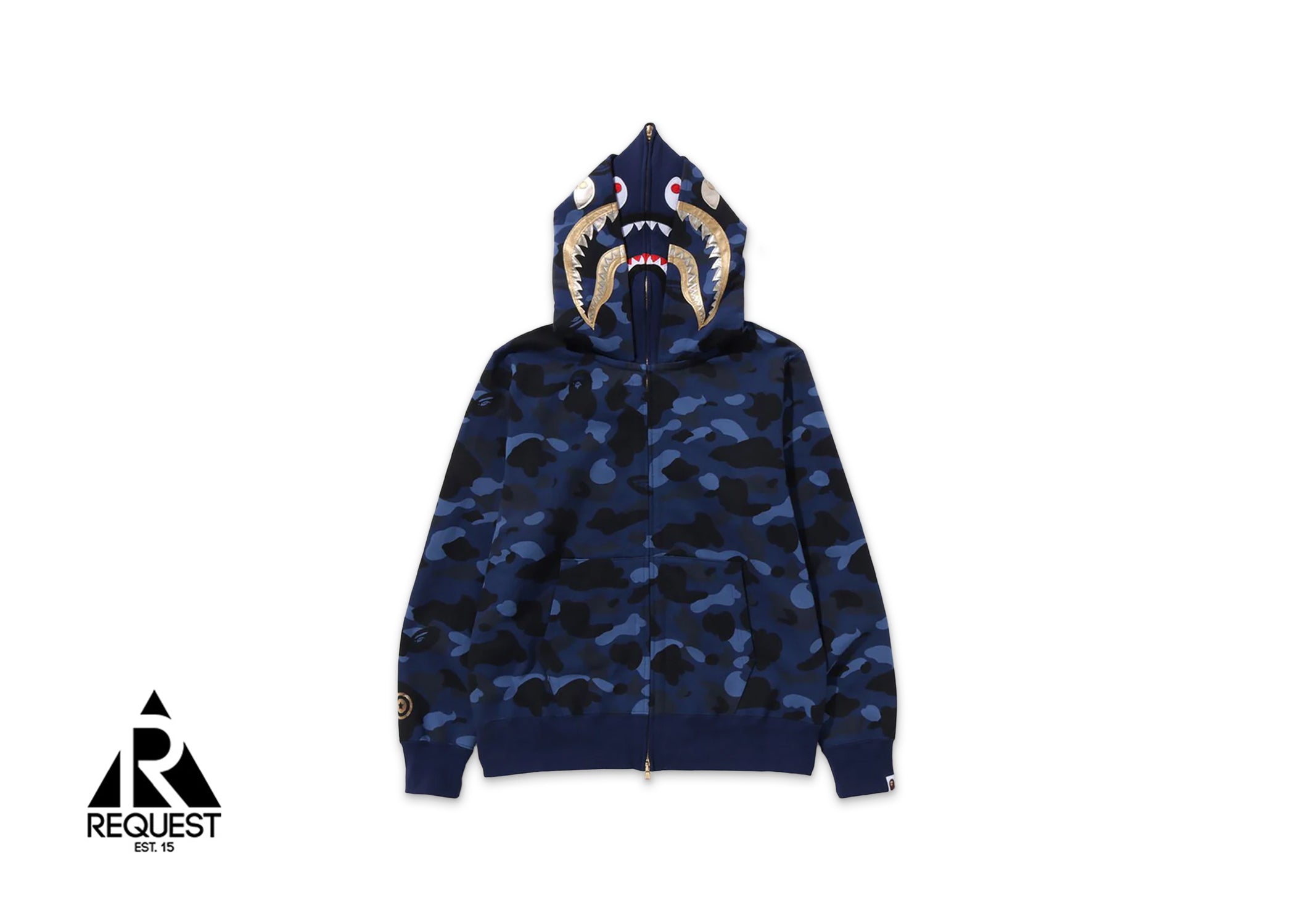 A Bathing Ape BAPE Color Camo Double Shark Full Zip Hoodie "Navy" SS24