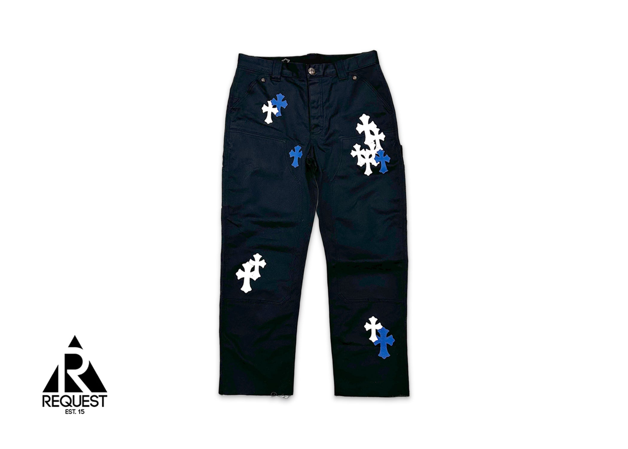 Chrome Hearts, Navy Chino Pants "Blue White Crosses"