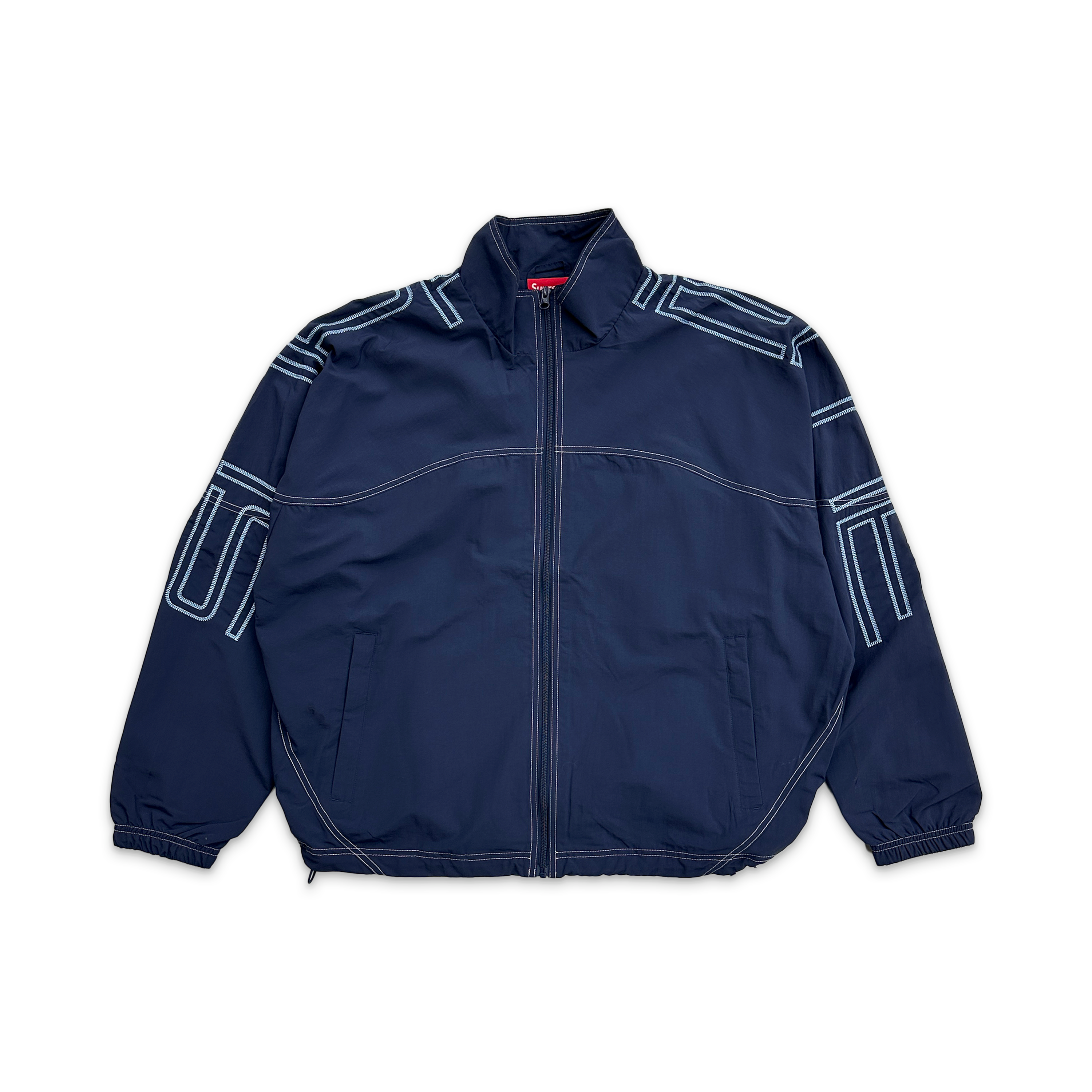 Supreme, Embroidered Spellout Track Jacket "Navy"