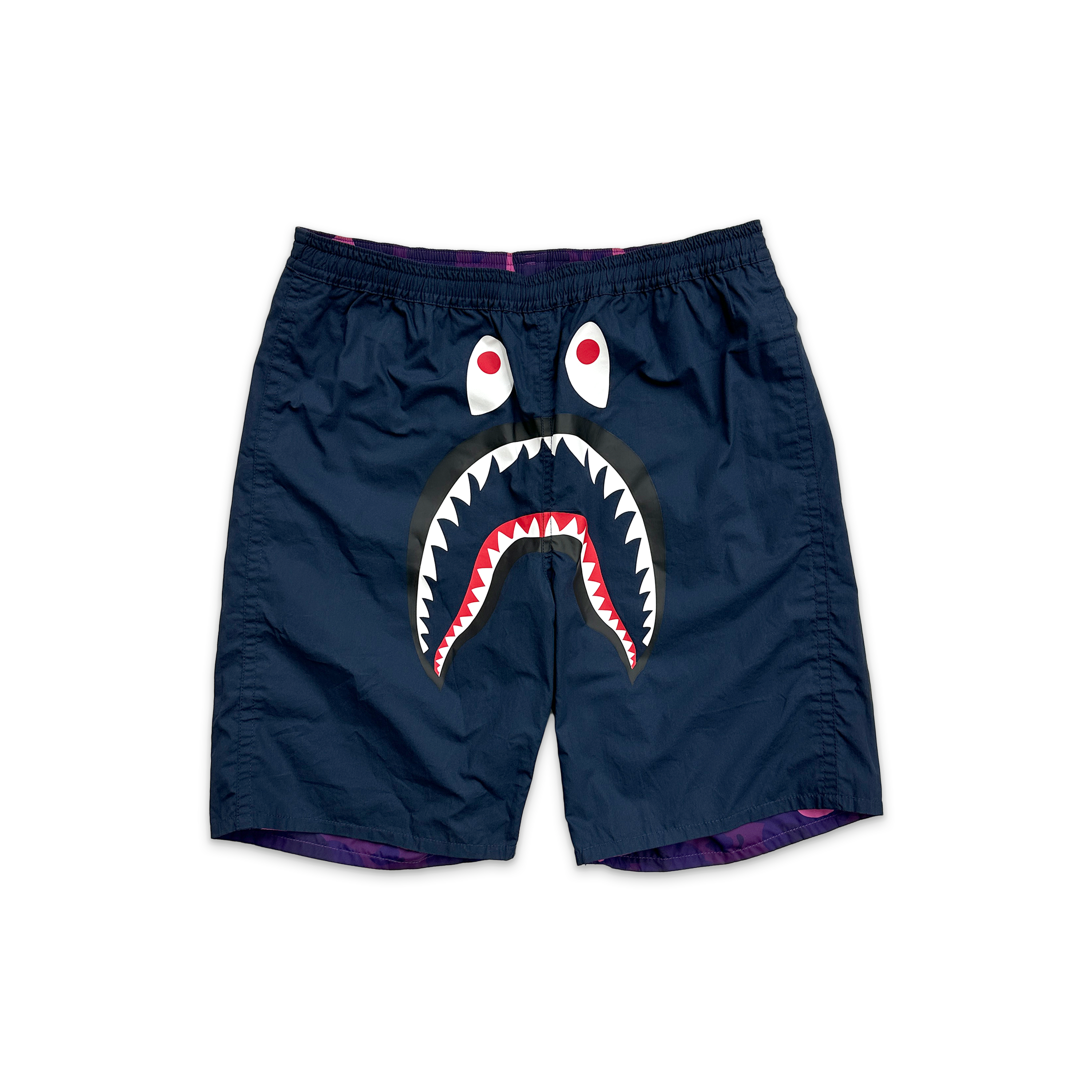 Reversible Color Camo Shark Head Shorts “Purple/Navy"