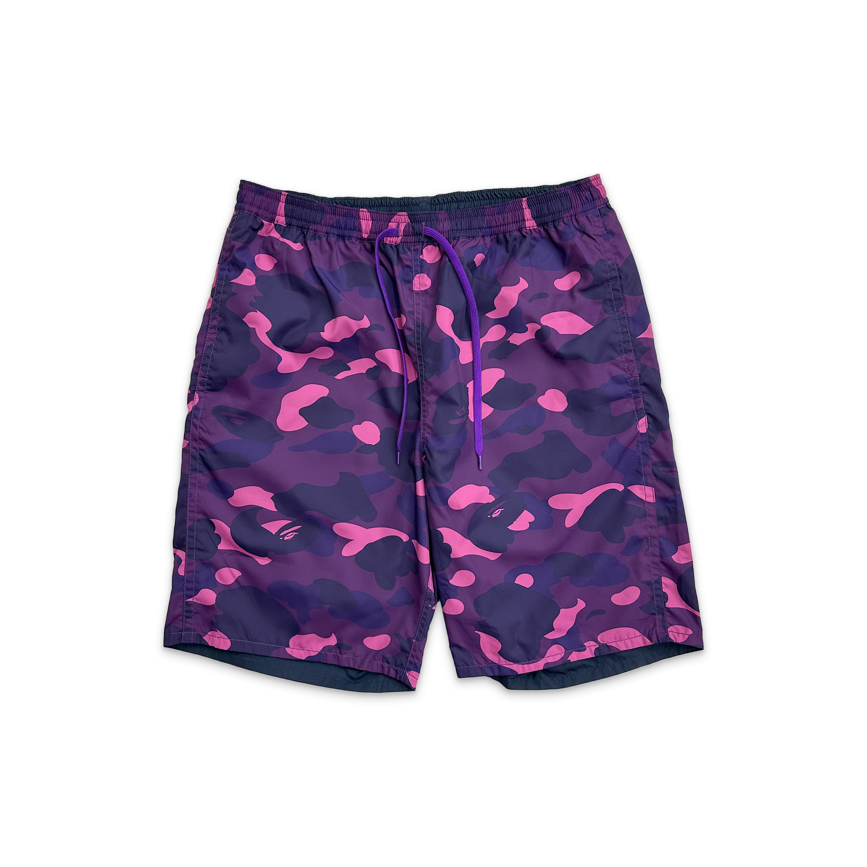 Reversible Color Camo Shark Head Shorts “Purple/Navy"