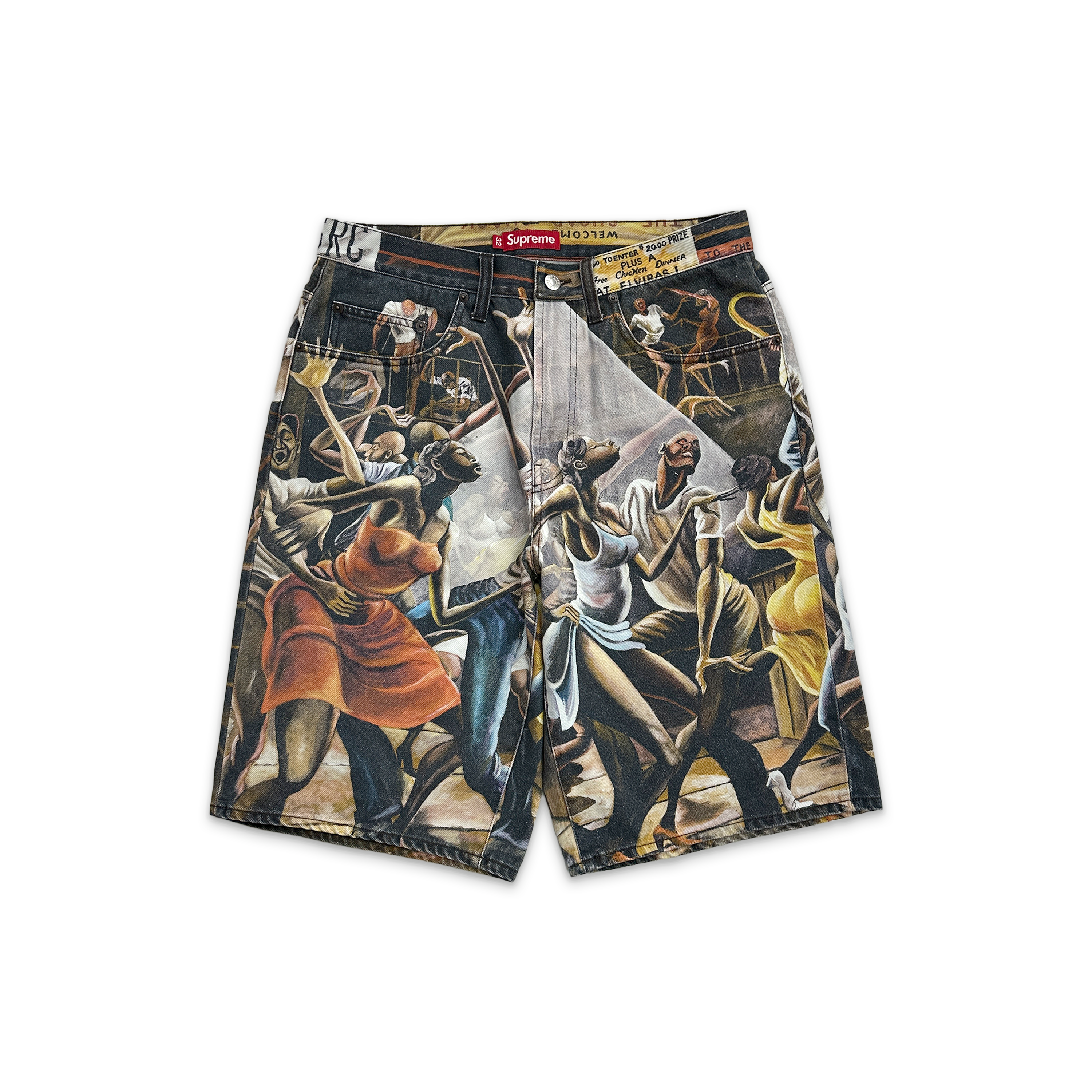 Supreme, Ernie Barnes Dance Denim Shorts "Dark Brown"
