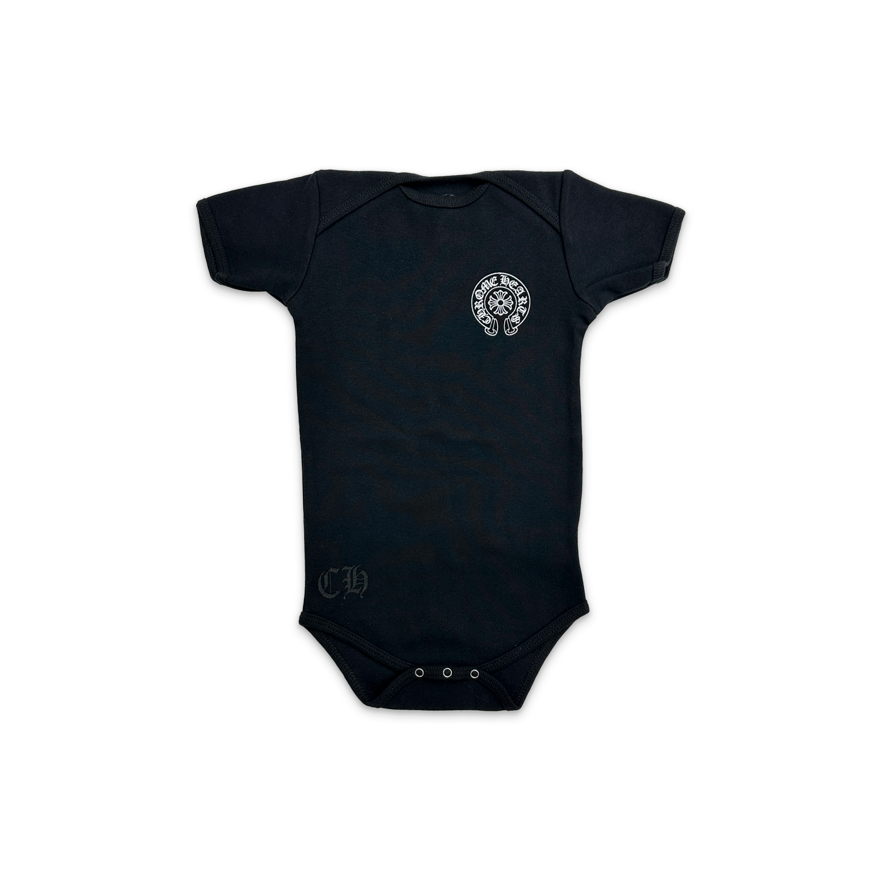 Chrome Hearts, Baby Horseshoe Logo Onesie "Black White"