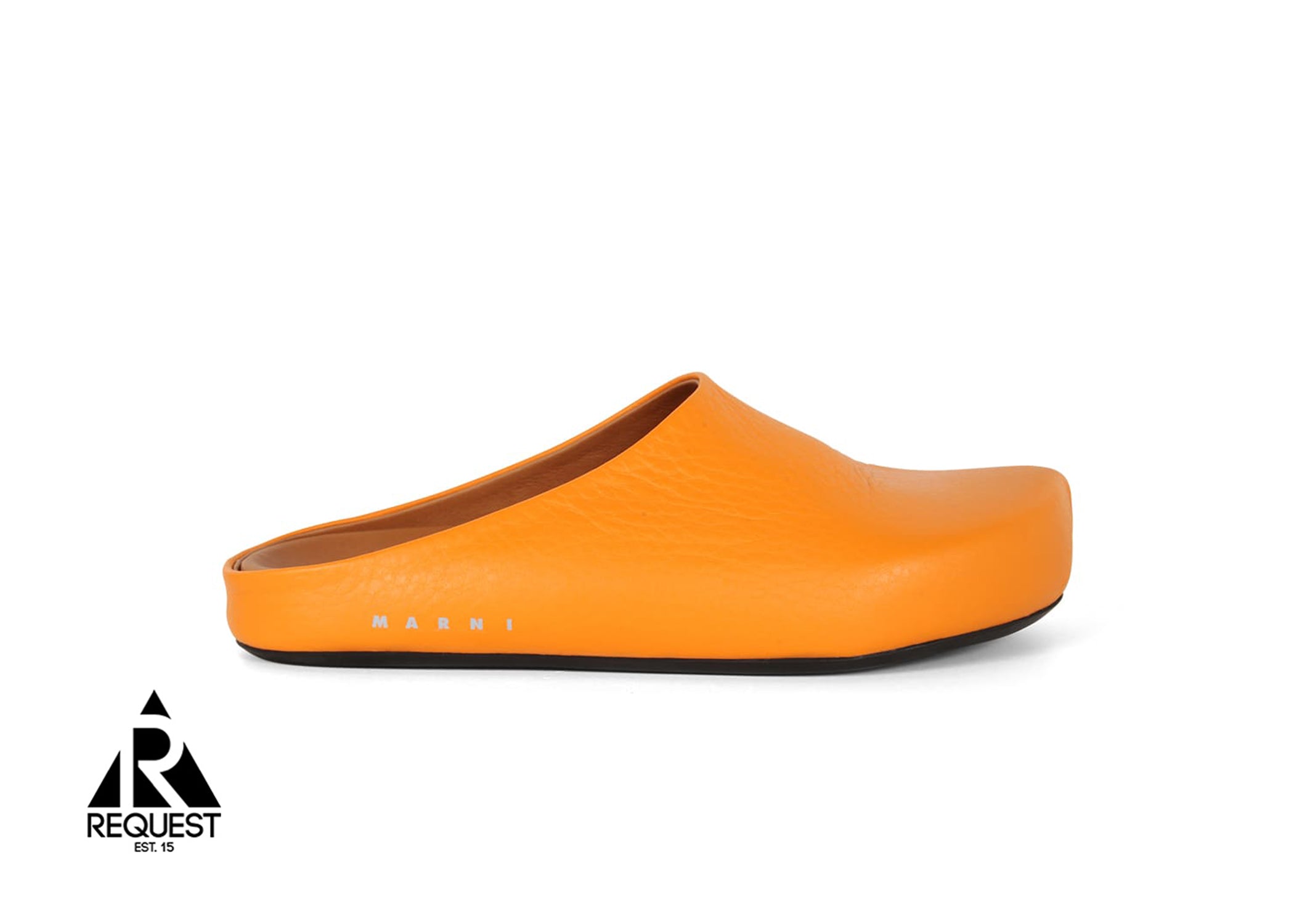 Marni Leather Fussbett Sabot Slipper "Tangerine"