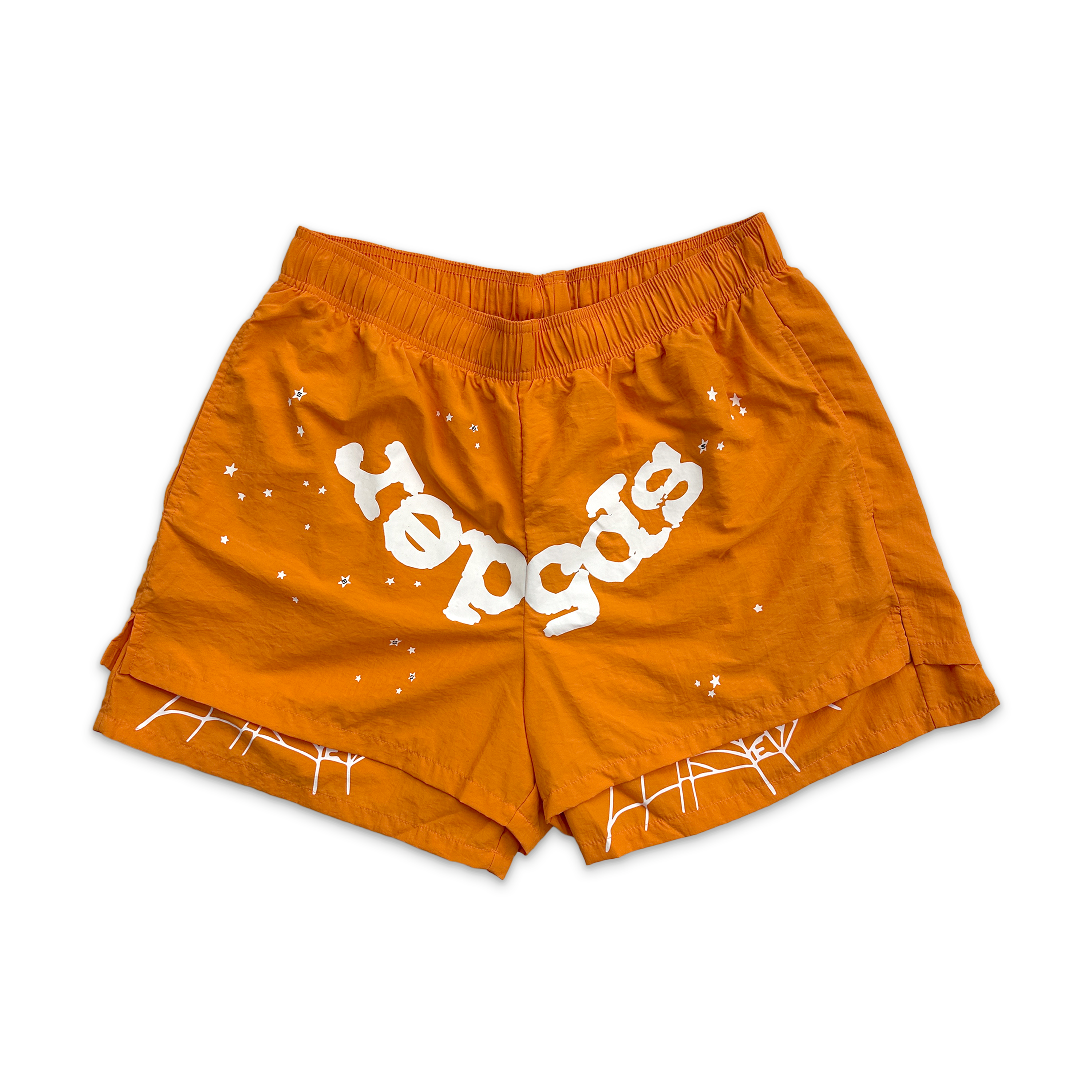 Sp5der, OG Web V2 Double Layer Shorts "Orange"