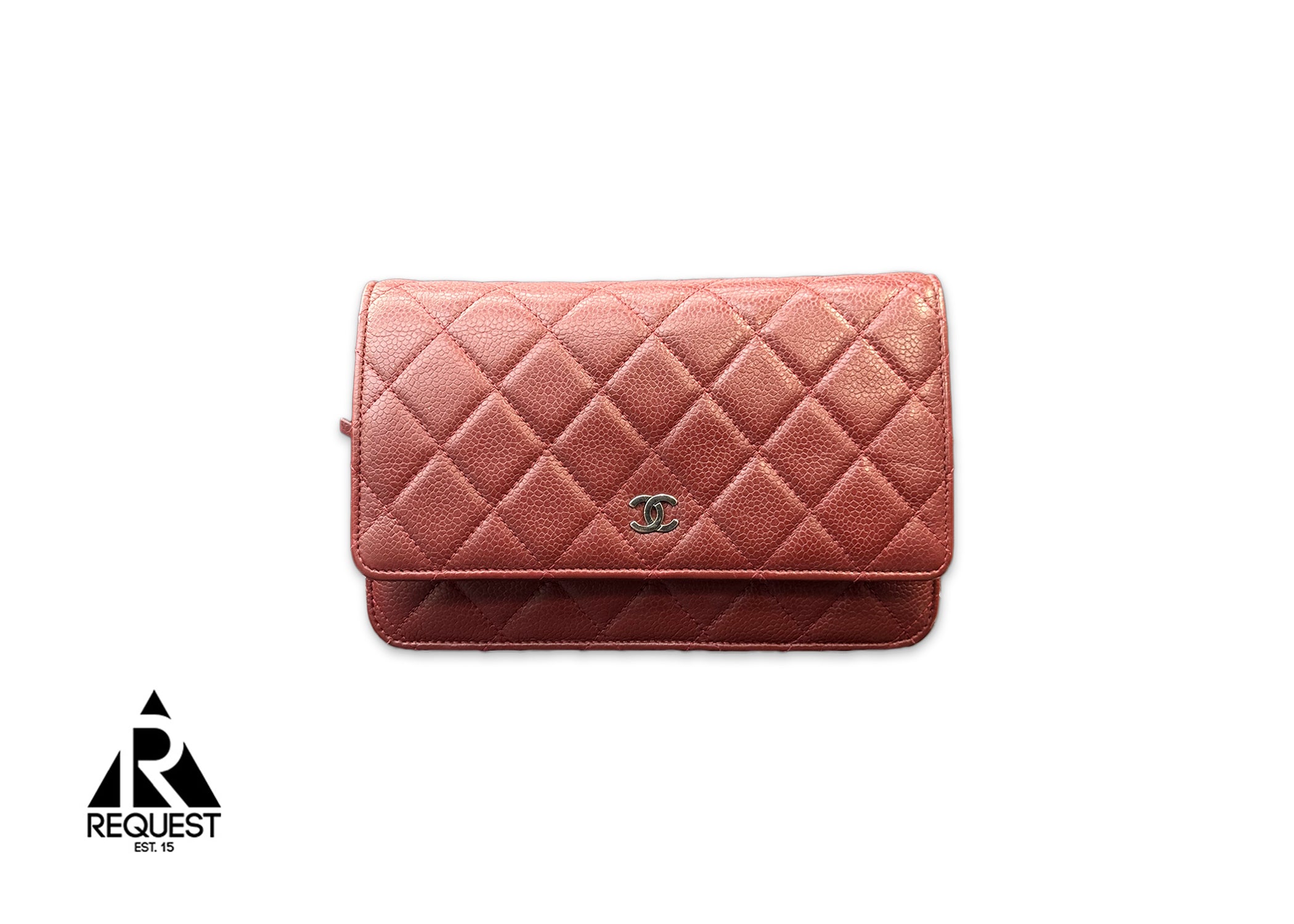 Chanel, Caviar Quilted Wallet on Chain "Red"