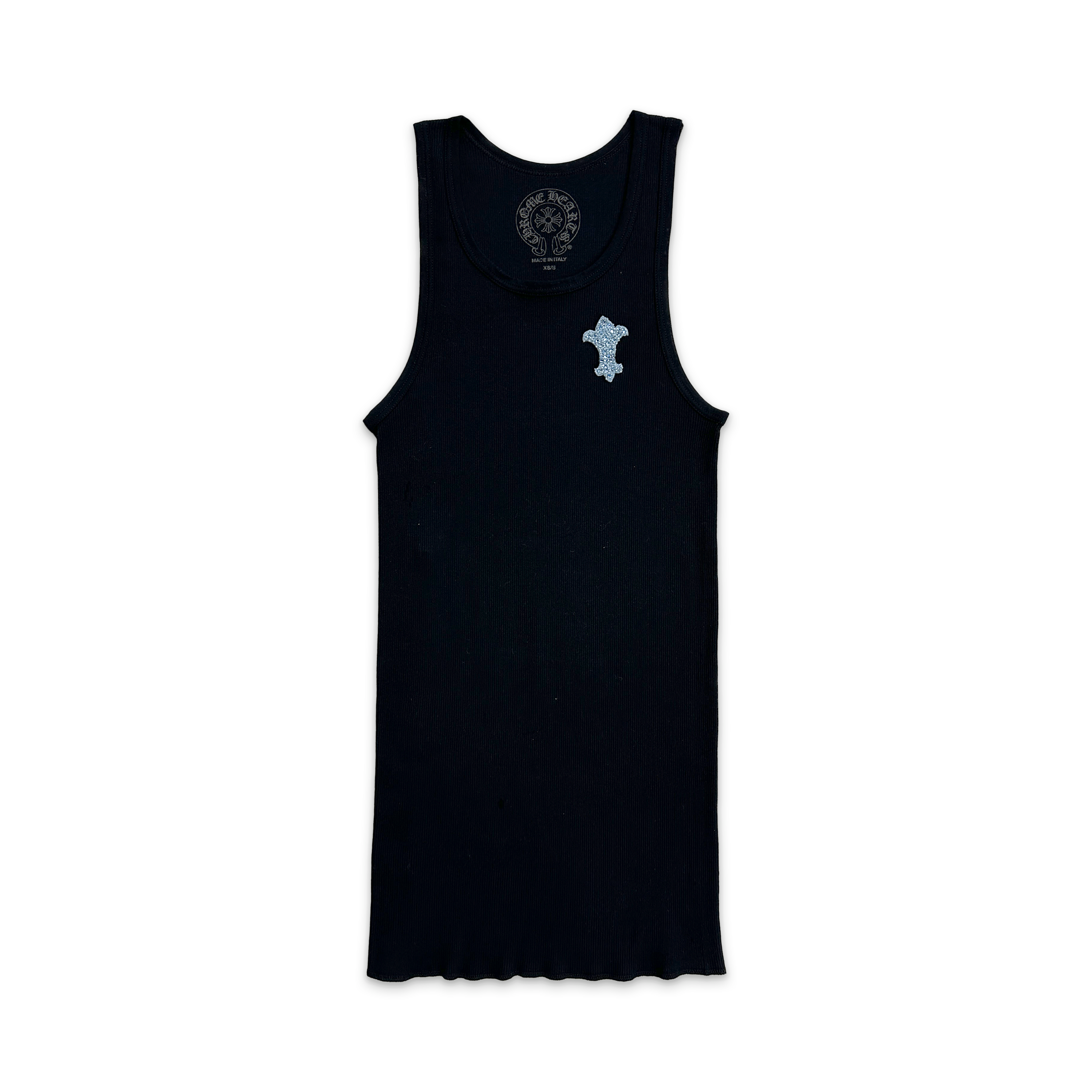 Beaded Fleur Tank Top "Black Blue"