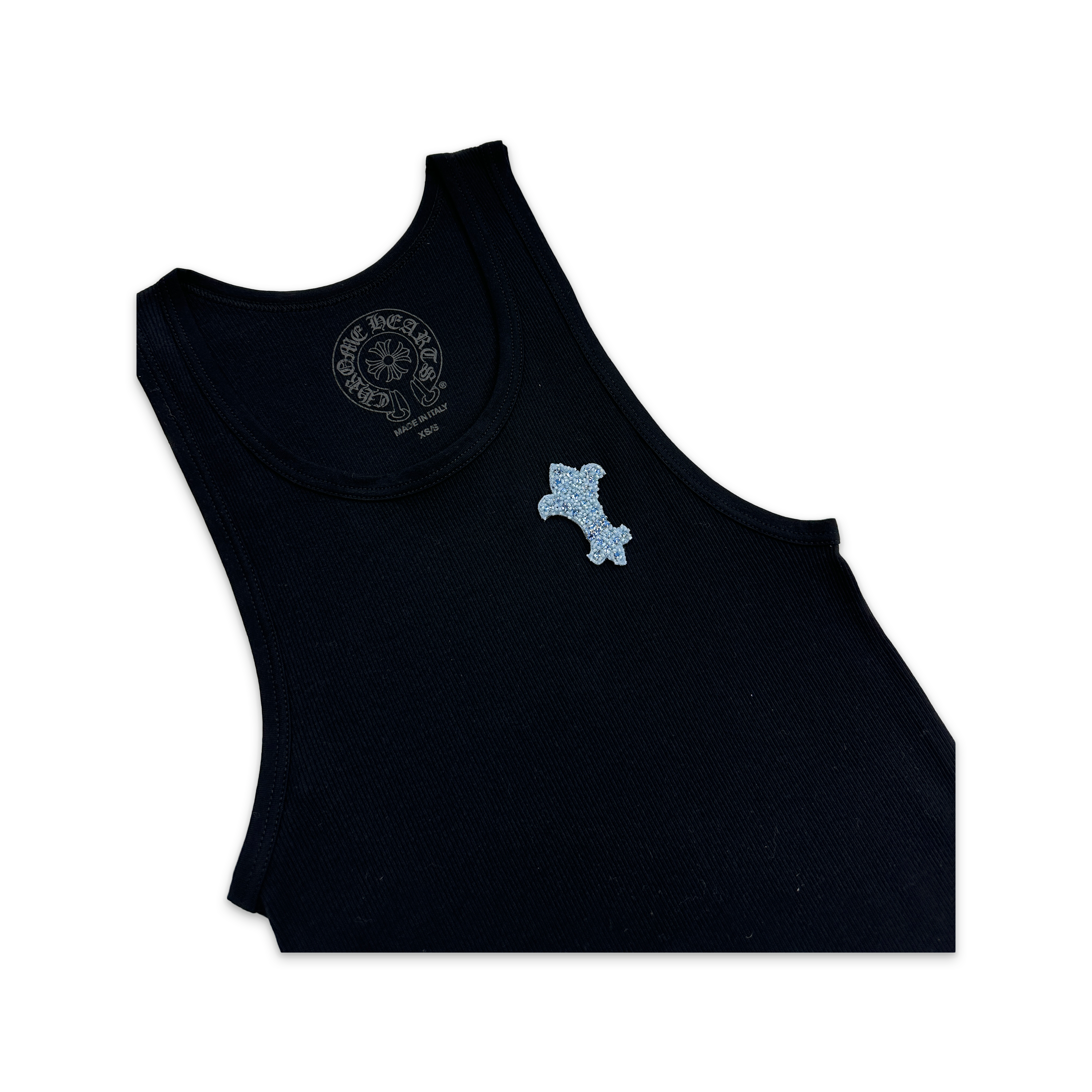 Beaded Fleur Tank Top "Black Blue"