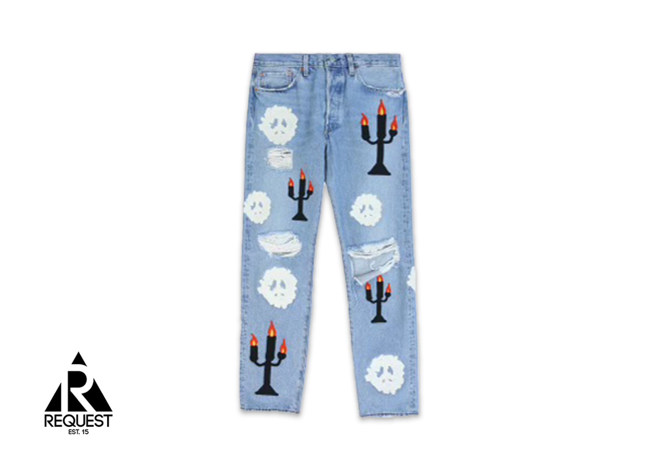 Denim Tears x Off-White Embroidered Cotton Wreath/Candle Denim "Light Wash"