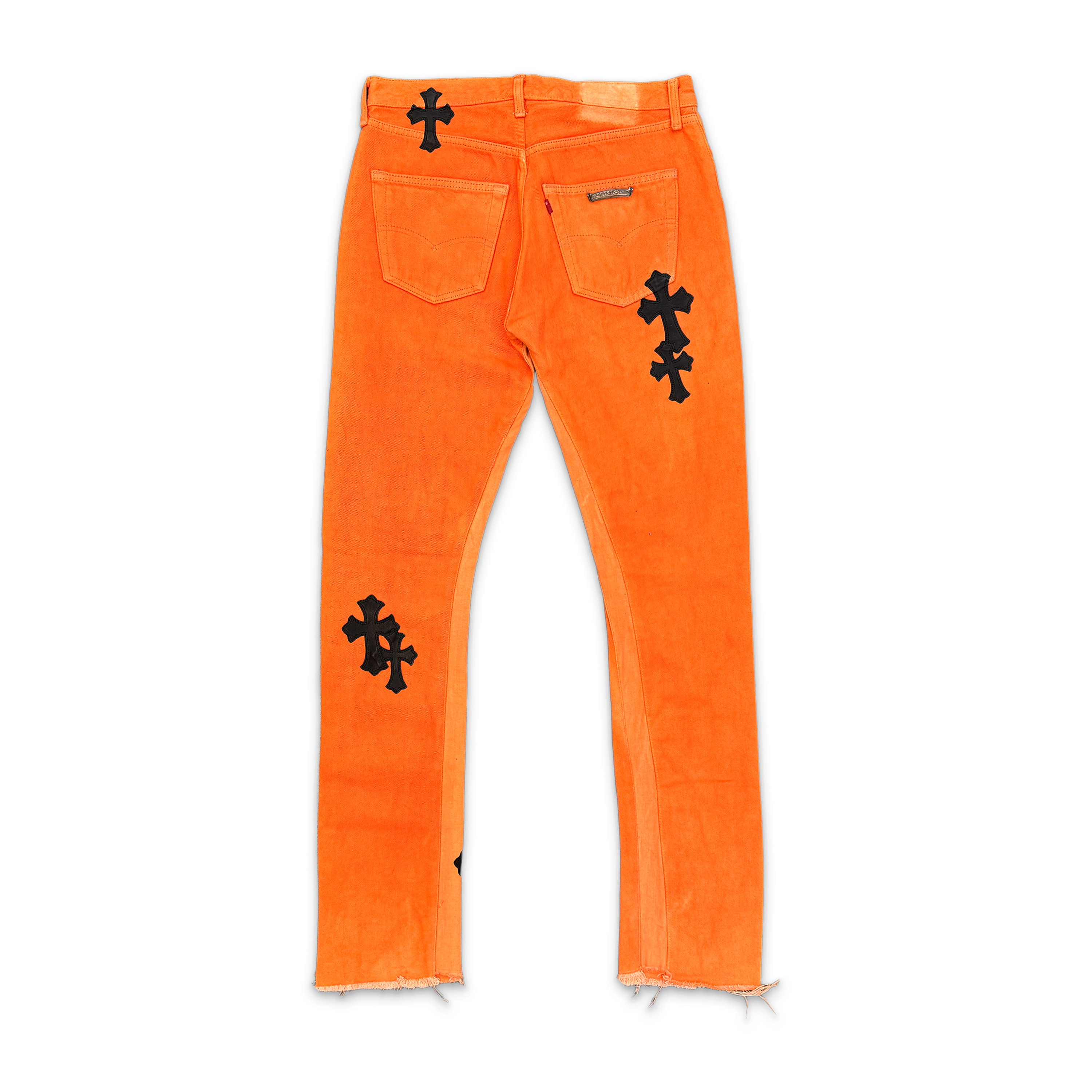 Chrome Hearts, x Off White Orange Flare Denim "Black Crosses"