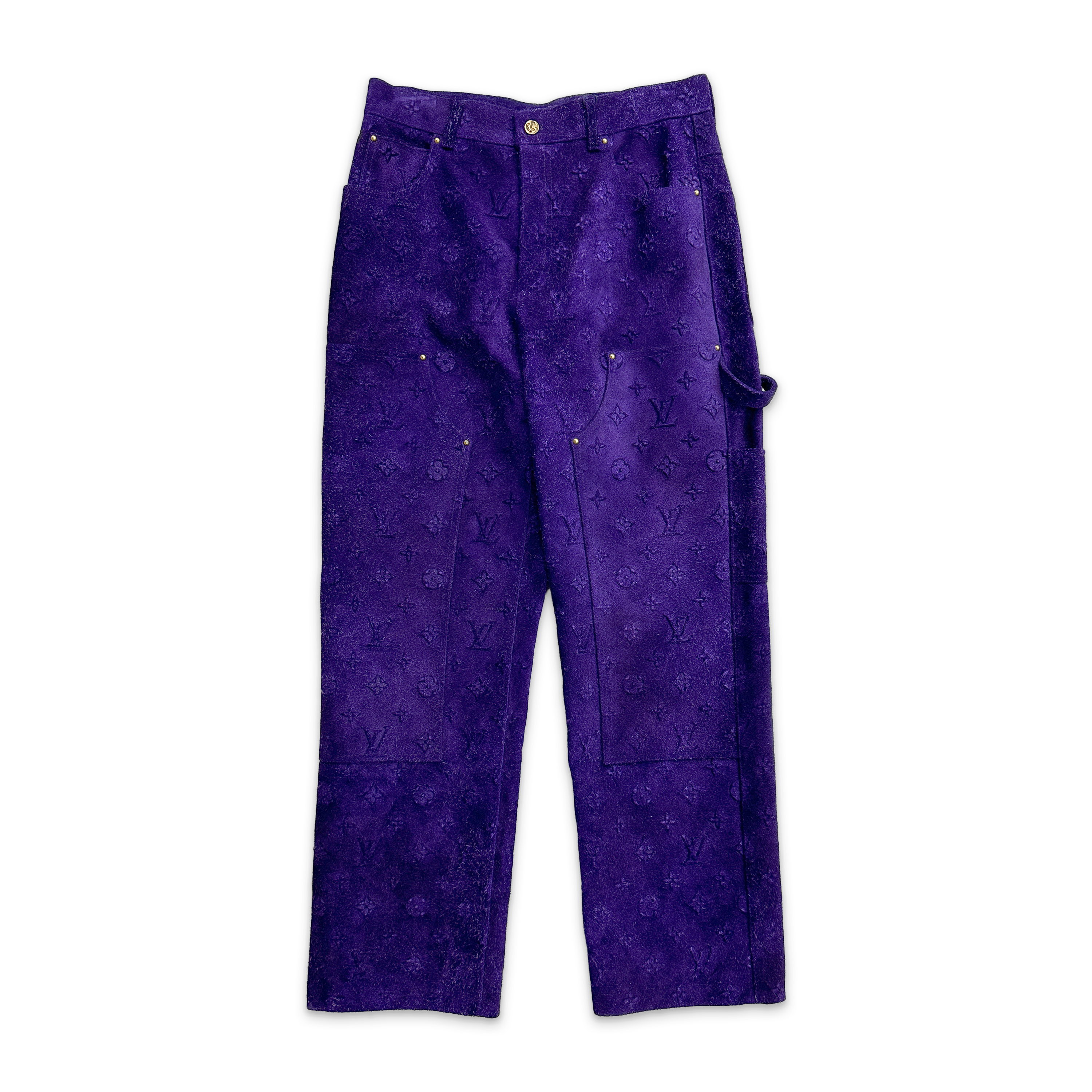 Louis Vuitton, Monogram Embossed Suede Carpenter Pants "Purple"