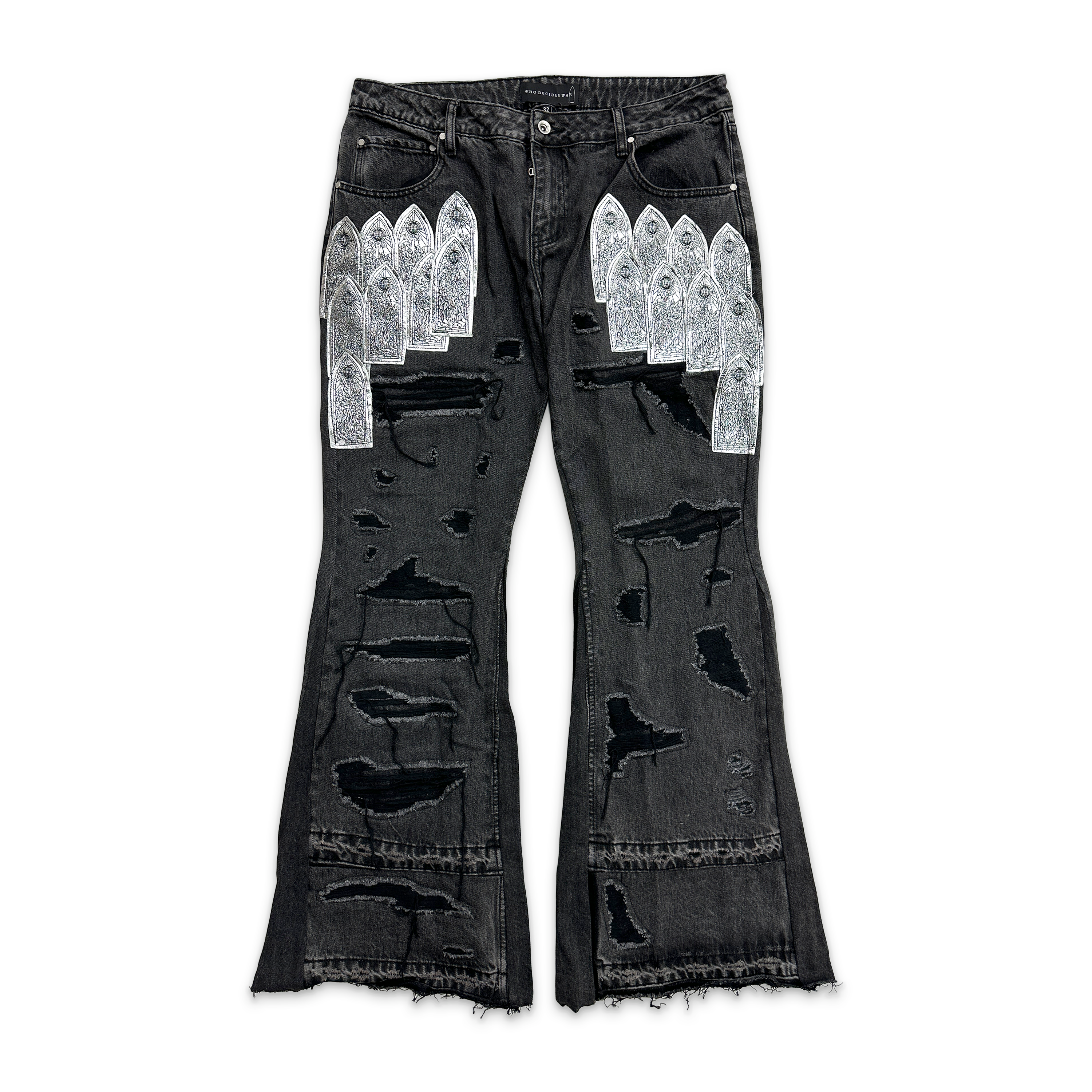 Who Decides War, Panda Arch Patched Distressed Denim "Coal" (W)