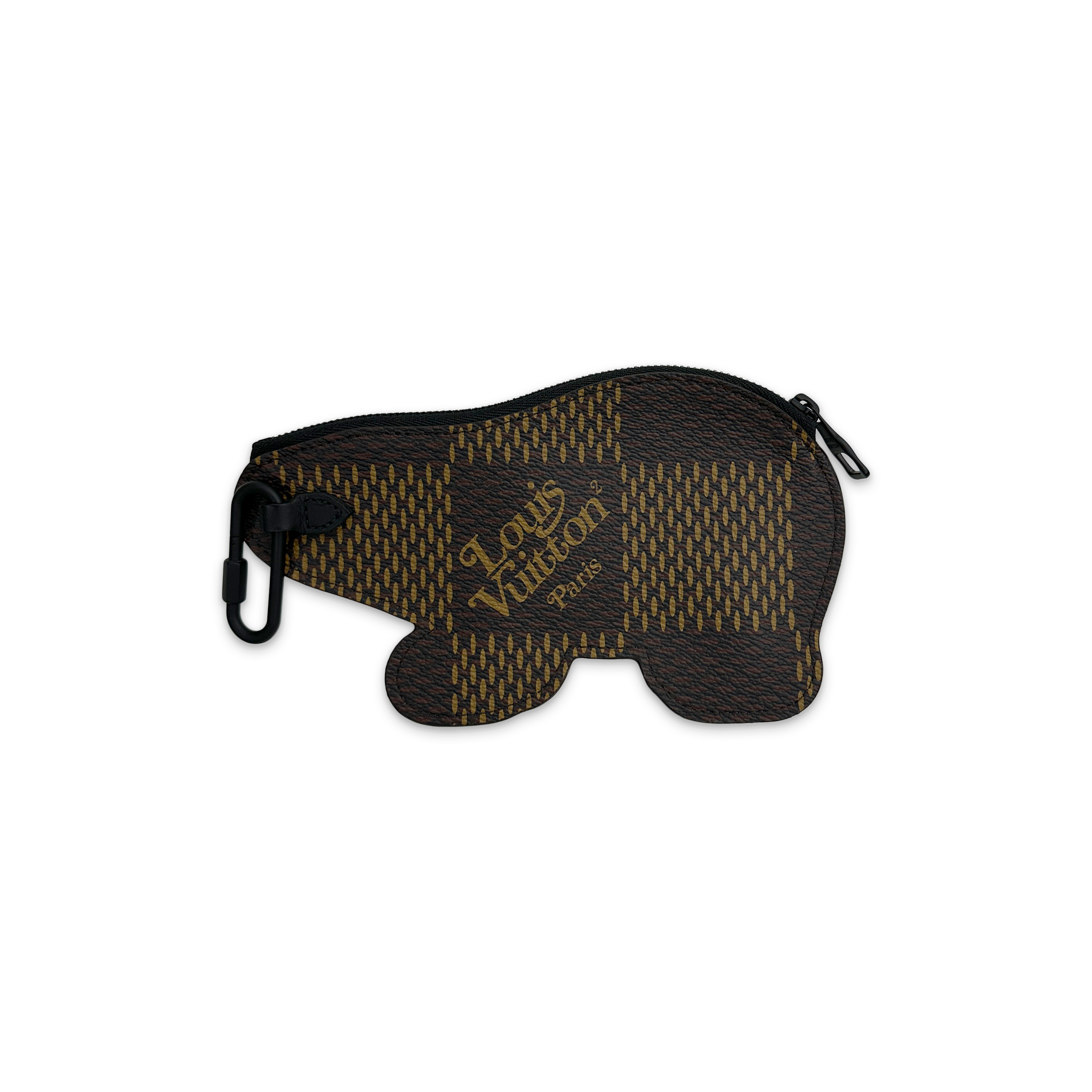 Louis Vuitton, x Nigo Bear Coin Card Holder "Damier Ebene Giant Brown"