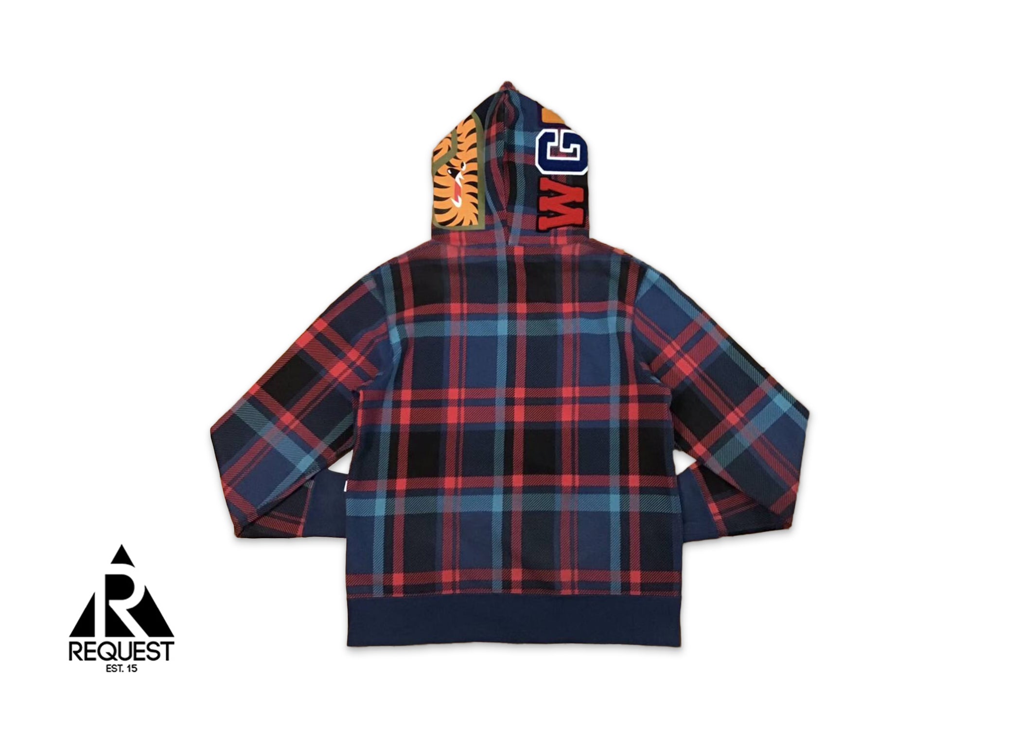 A Bathing Ape Check Shark Full Zip Hoodie SS23 "Navy"