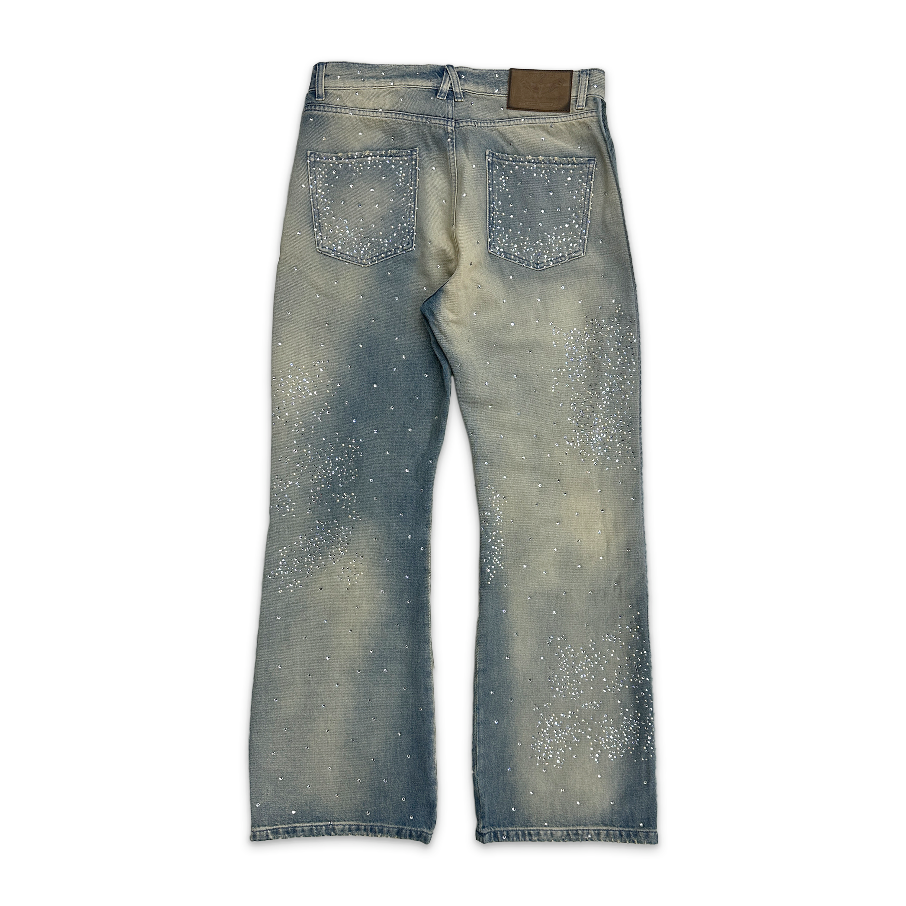 Alchemist, Studio Jeans Striped All Over Crystal & Pearls "Light Indigo"