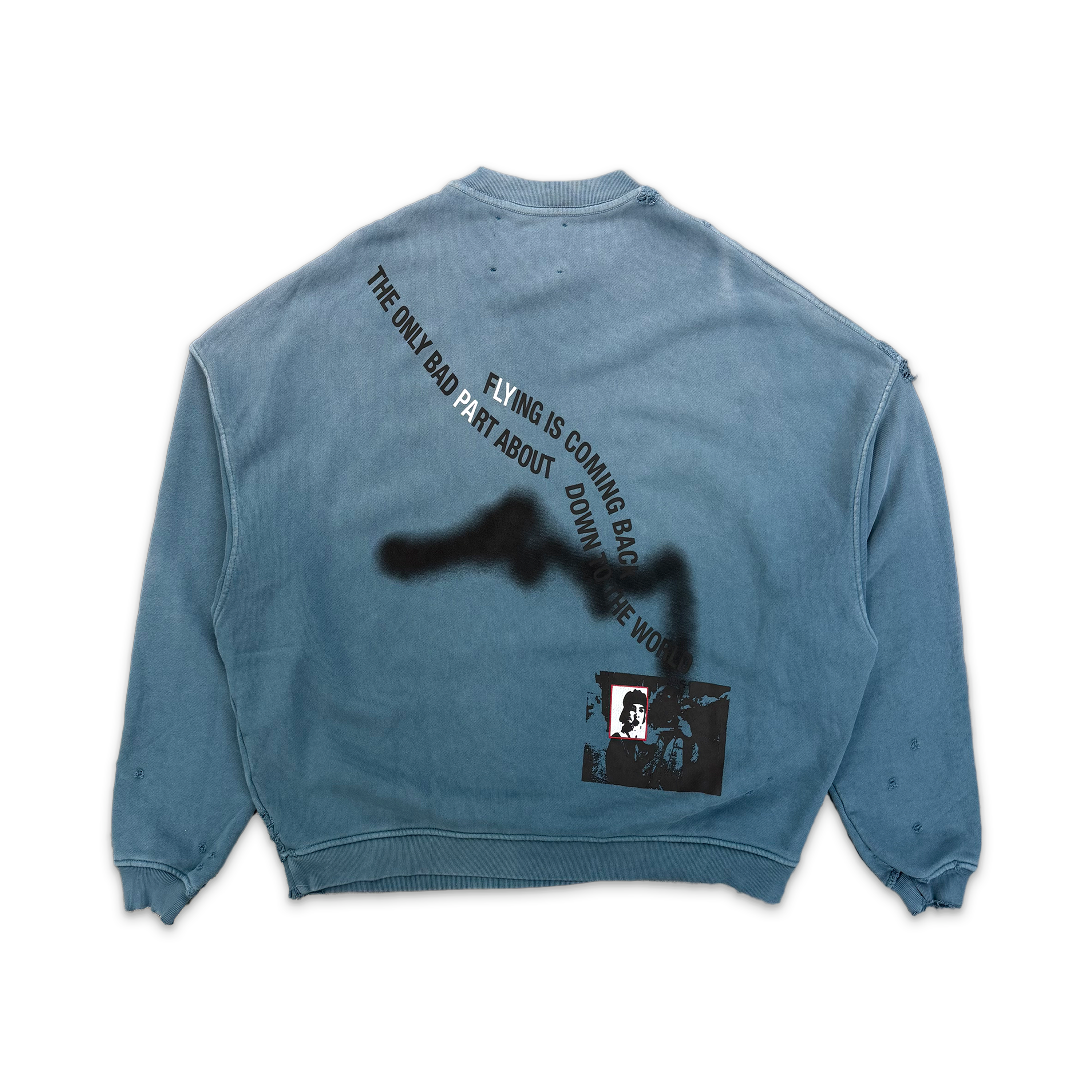 Streetwise Airbrush Crewneck Sweater "Faded Teal"