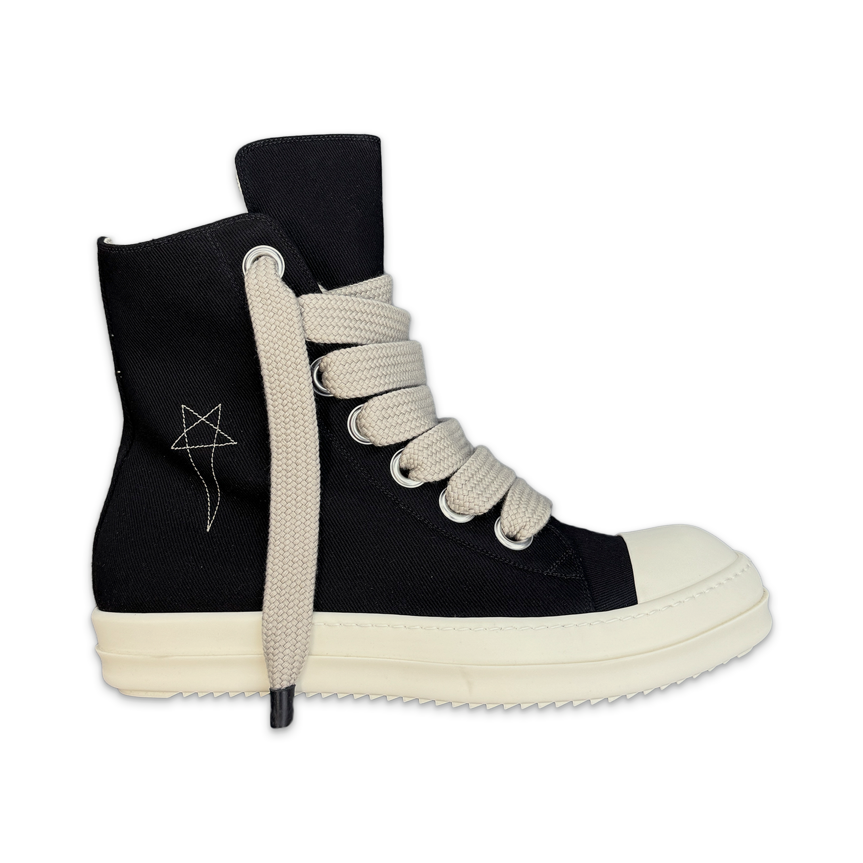 Rick Owens DRKSHDW, Jumbo Lace Pentagram Canvas High "Black Milk"