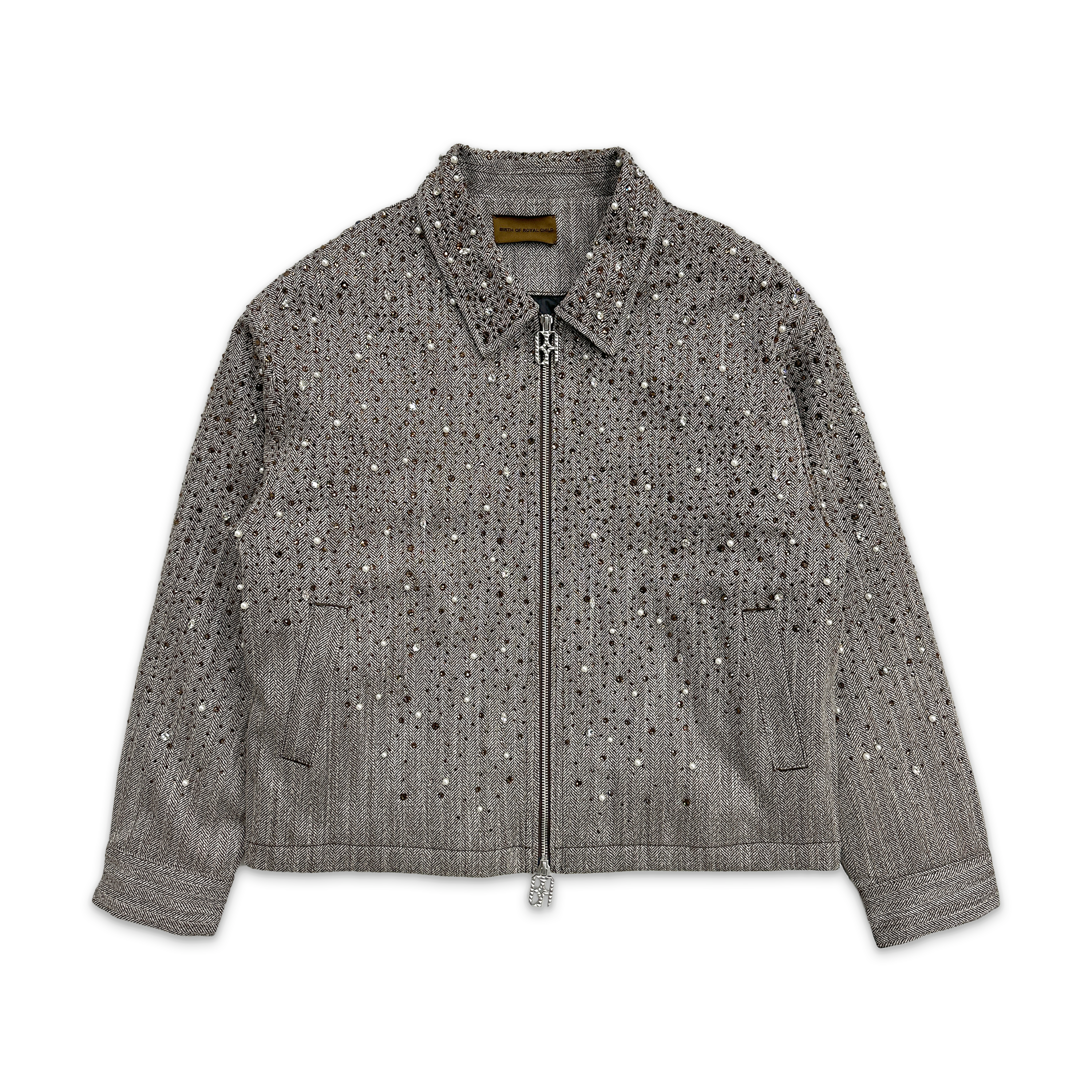 Birth of Royal Child, Rhinestone Zipper Jacket "Dark Grey"
