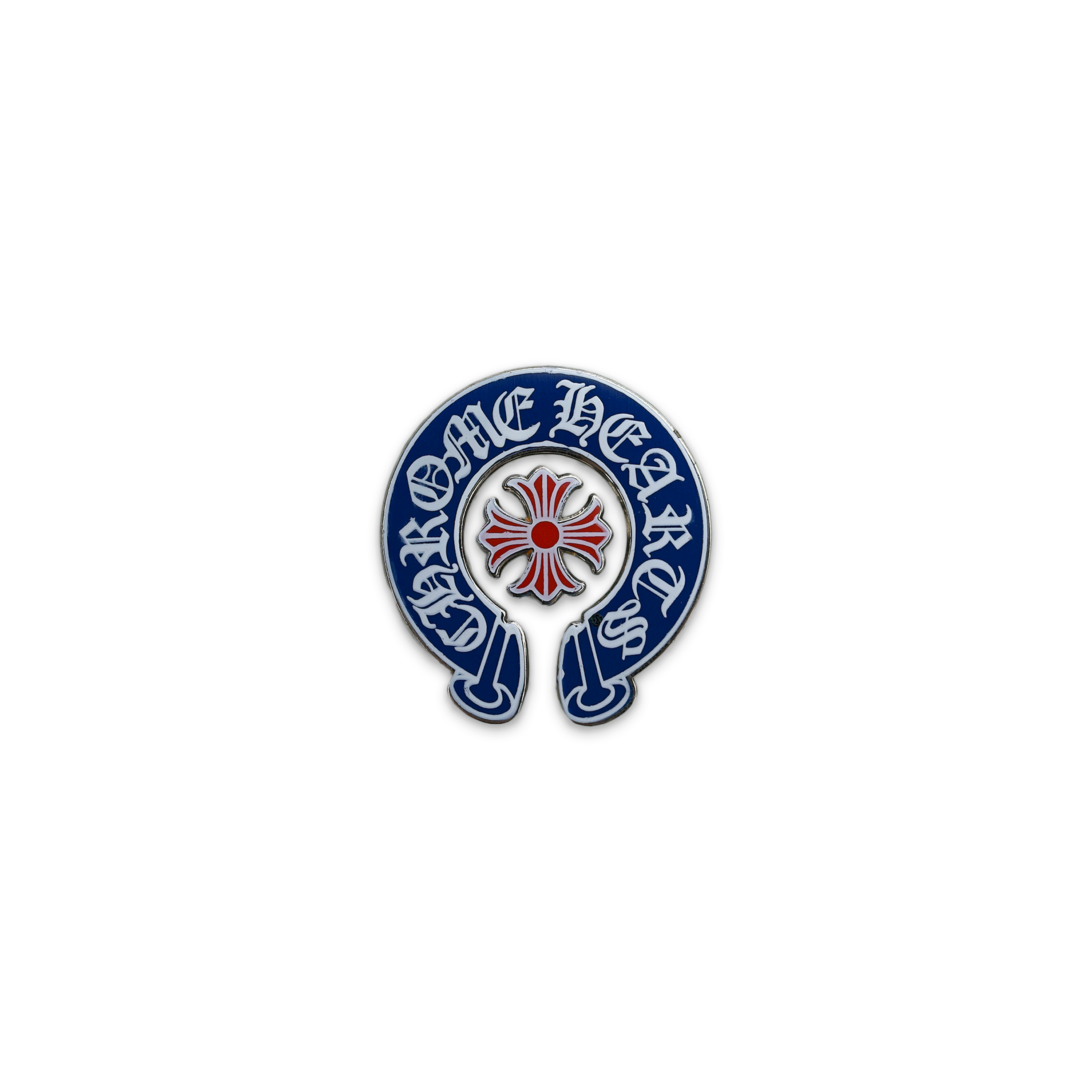 Chrome Hearts, Horseshoe CH Plus Pins "Blue/Red"