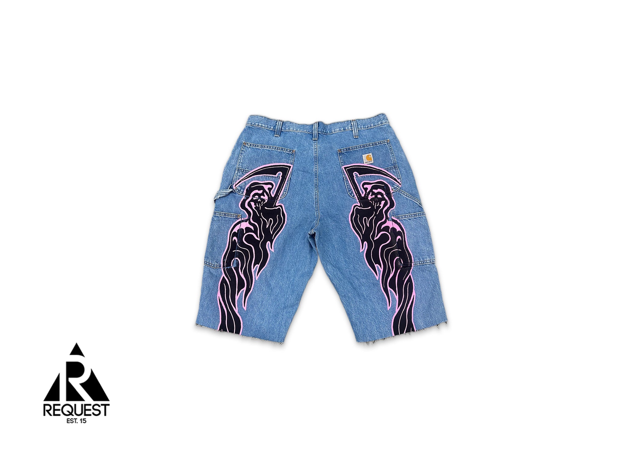 Warren Lotas, Reaper Denim Shorts "Light Wash/Pink"