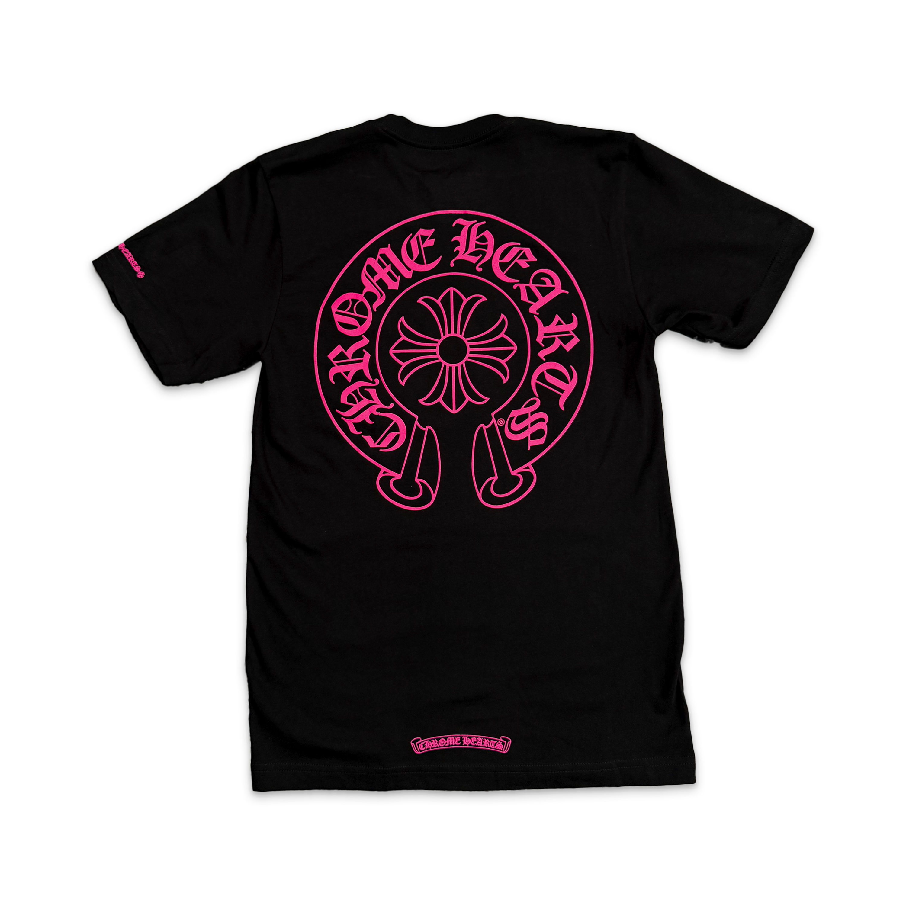 Chrome Hearts, Horseshoe Pocket Logo Tee "Black/Pink"