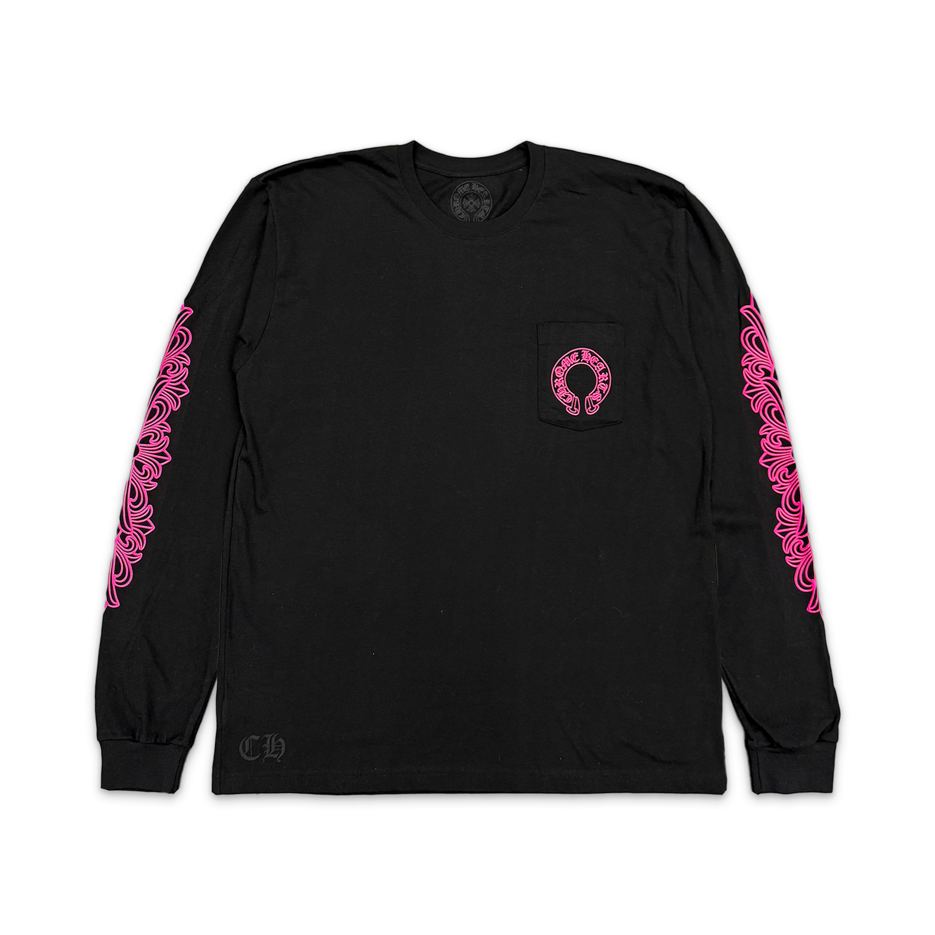 Chrome Hearts, Horseshoe Logo L/S Tee "Black Pink"