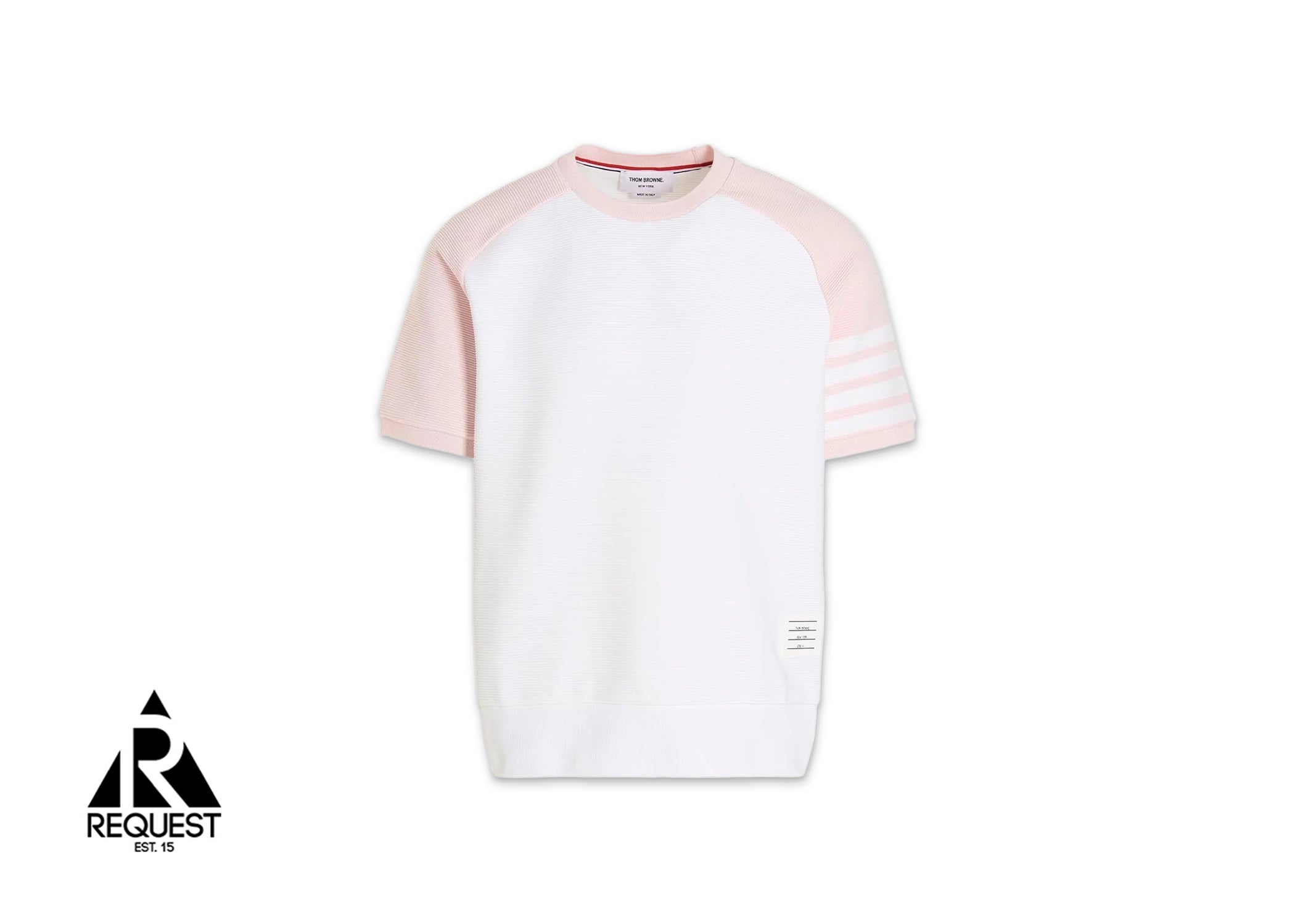Thom Browne Logo Patch Crewneck Tee "White/Pink"
