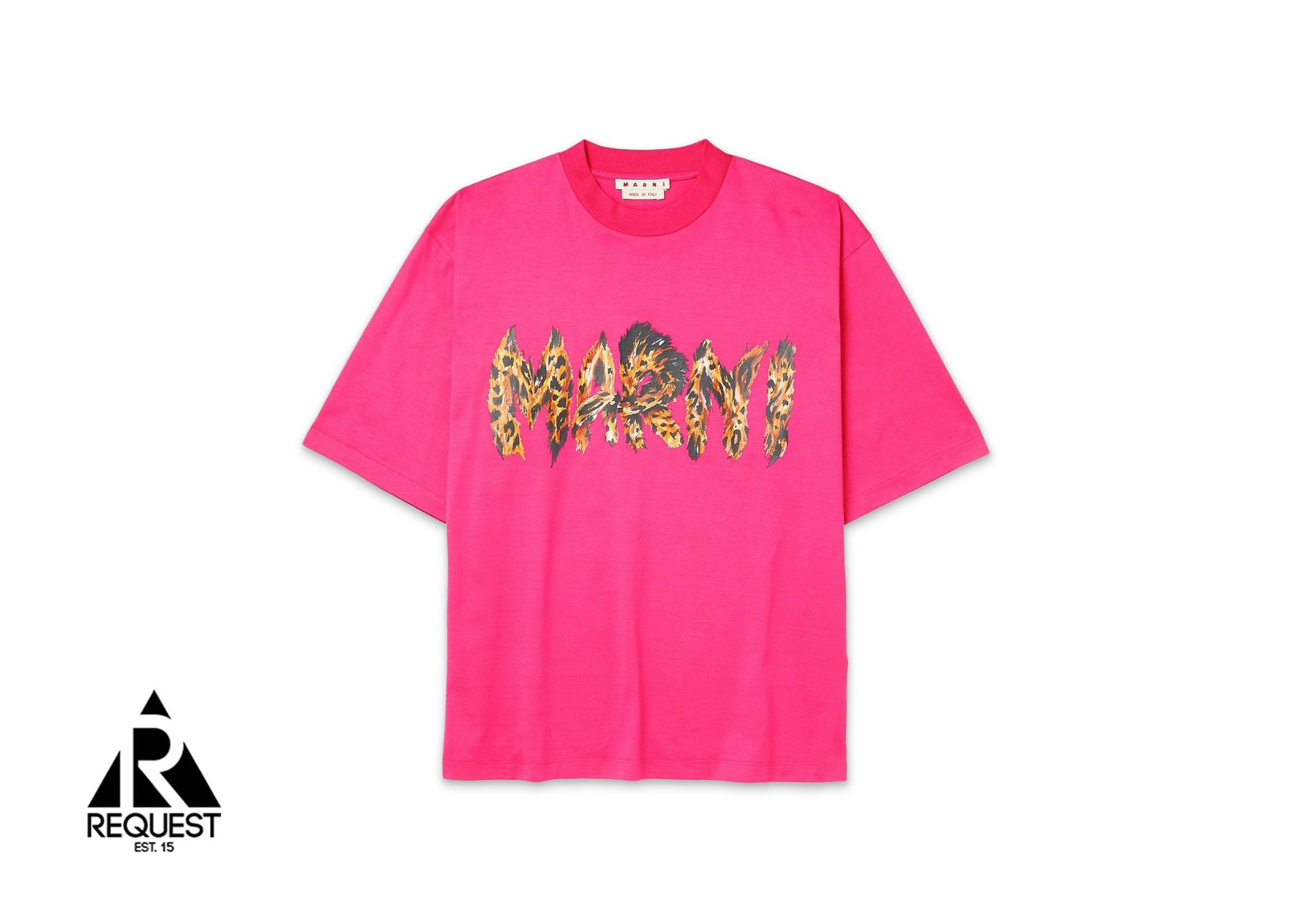 Marni Logo Leopard Print Mohair Tee "Pink"