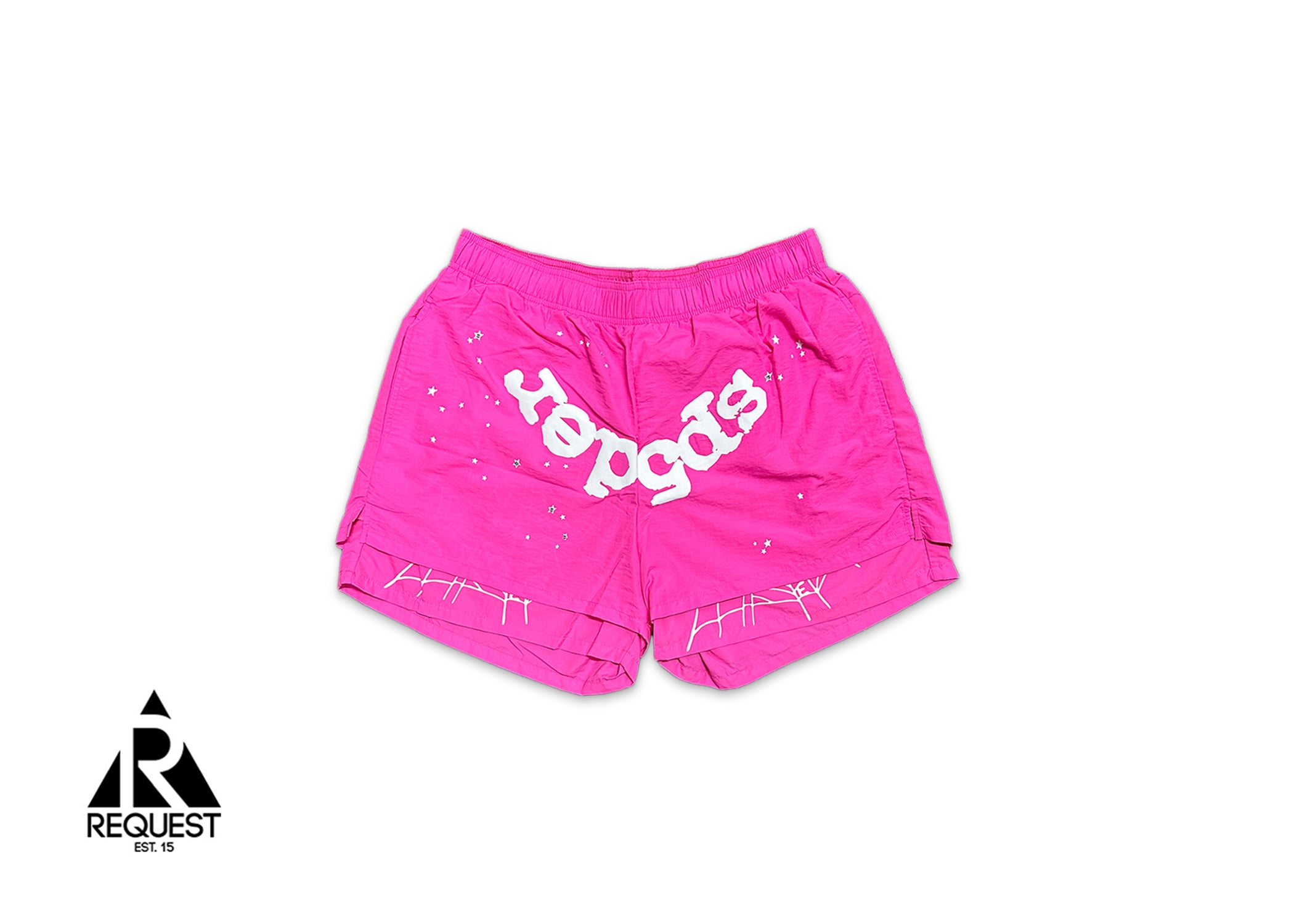 Sp5der, OG Web V2 Double Layer Shorts "Pink"